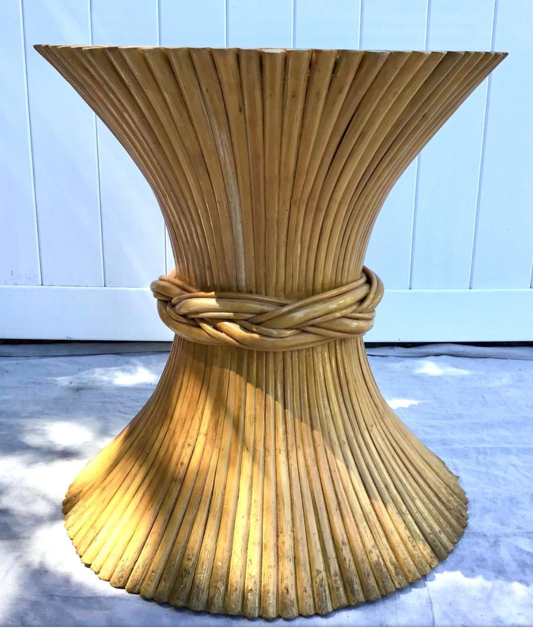 1970s Hollywood Regency McGuire Natural Rattan Bamboo Sheaf of Wheat T 3