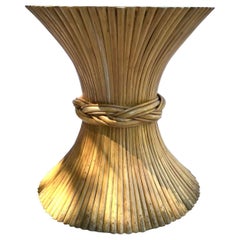1970s Hollywood Regency McGuire Natural Rattan Bamboo Sheaf of Wheat T