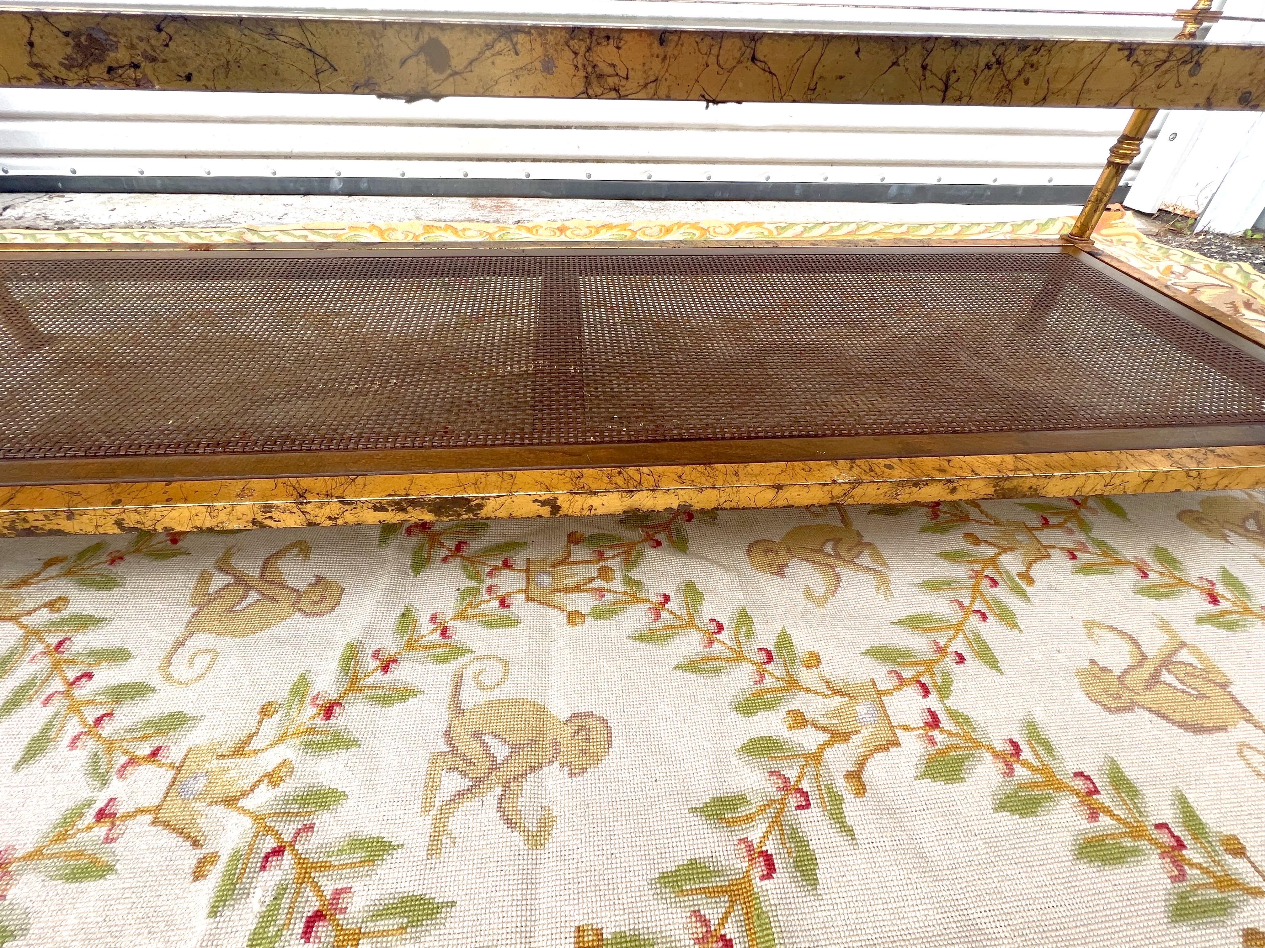 1970’s hollywood regency metal and cane rectangular coffee table In Good Condition In Charleston, SC