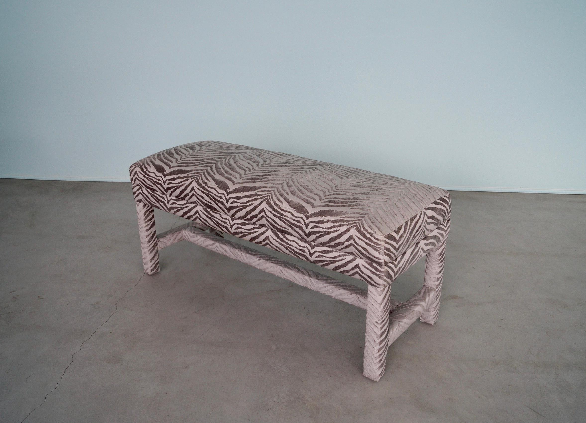 Late 20th Century 1970's Hollywood Regency Parsons Reupholstered Bench For Sale