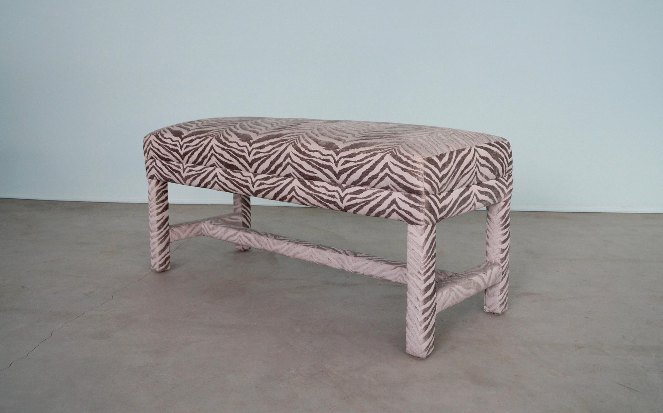 Fabric 1970's Hollywood Regency Parsons Reupholstered Bench For Sale
