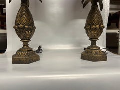 1970s Hollywood Regency Resin and Metal Pineapple Lamps