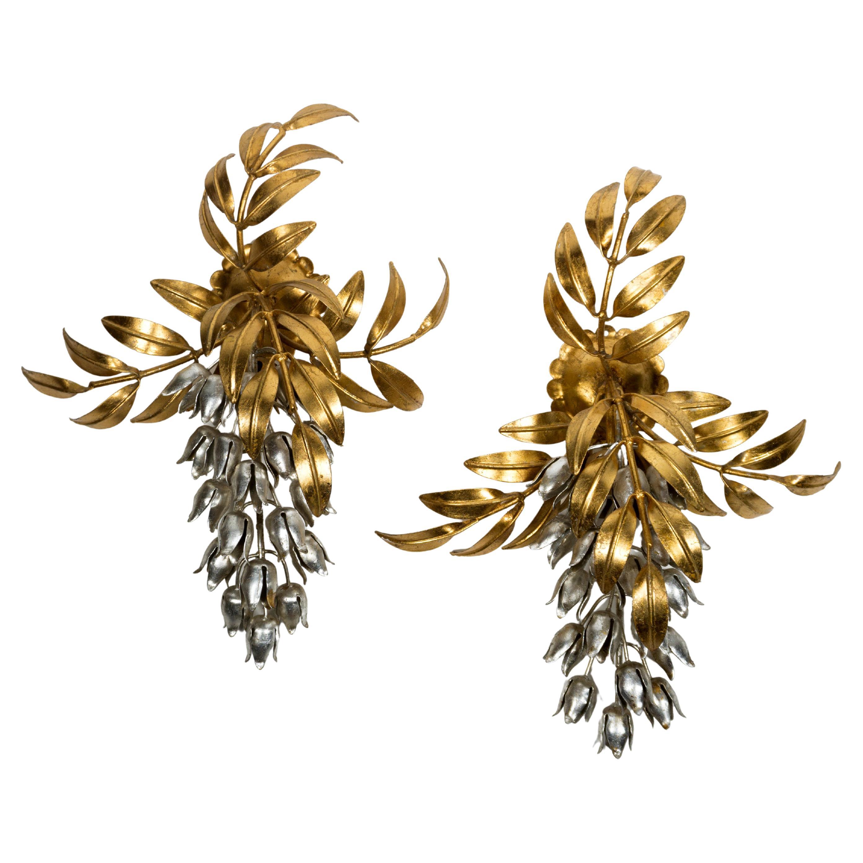 1970er Hollywood Regency 2er-Set Pioggia d'Oro Wandleuchten Sconces von Hans Kögl im Angebot