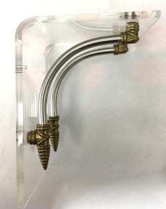 1970s Hollywood Regency Style Lucite and Brass Wall Bracket