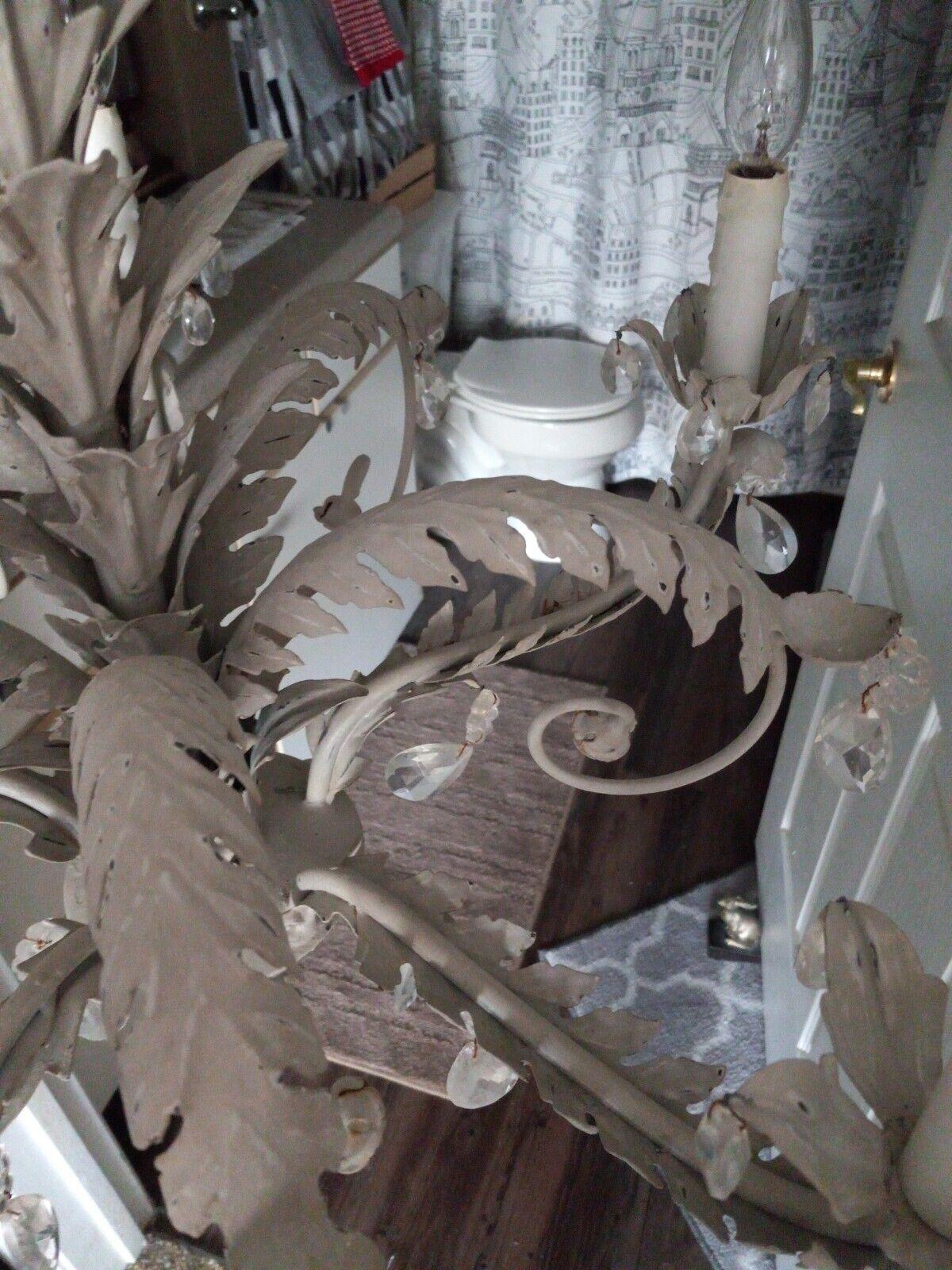 1970s Hollywood Regency style Patinated Iron Palm Tree Chandelier Att. Hans Kogl For Sale 11