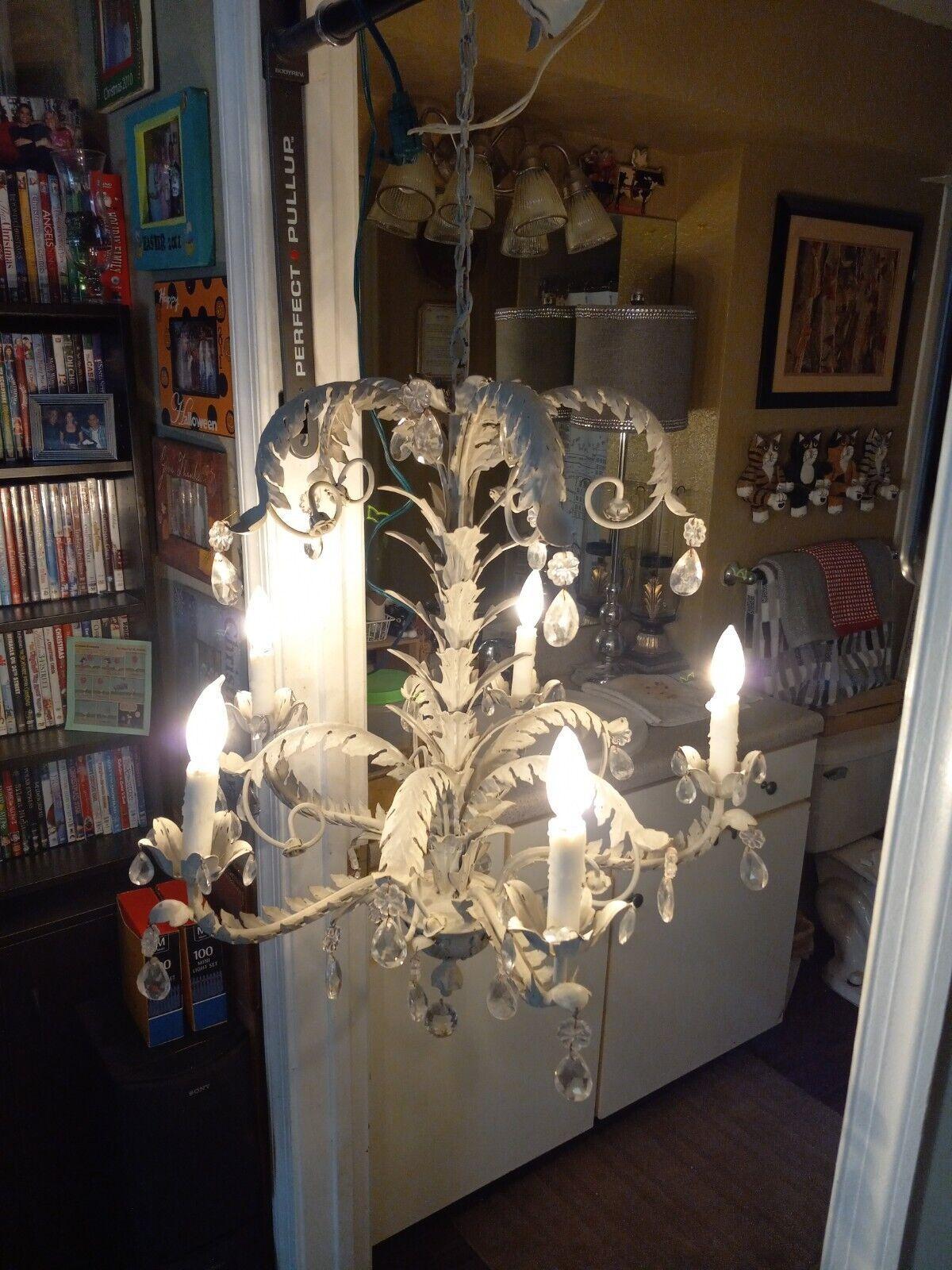 1970s Hollywood Regency style Patinated Iron Palm Tree Chandelier Att. Hans Kogl For Sale 4