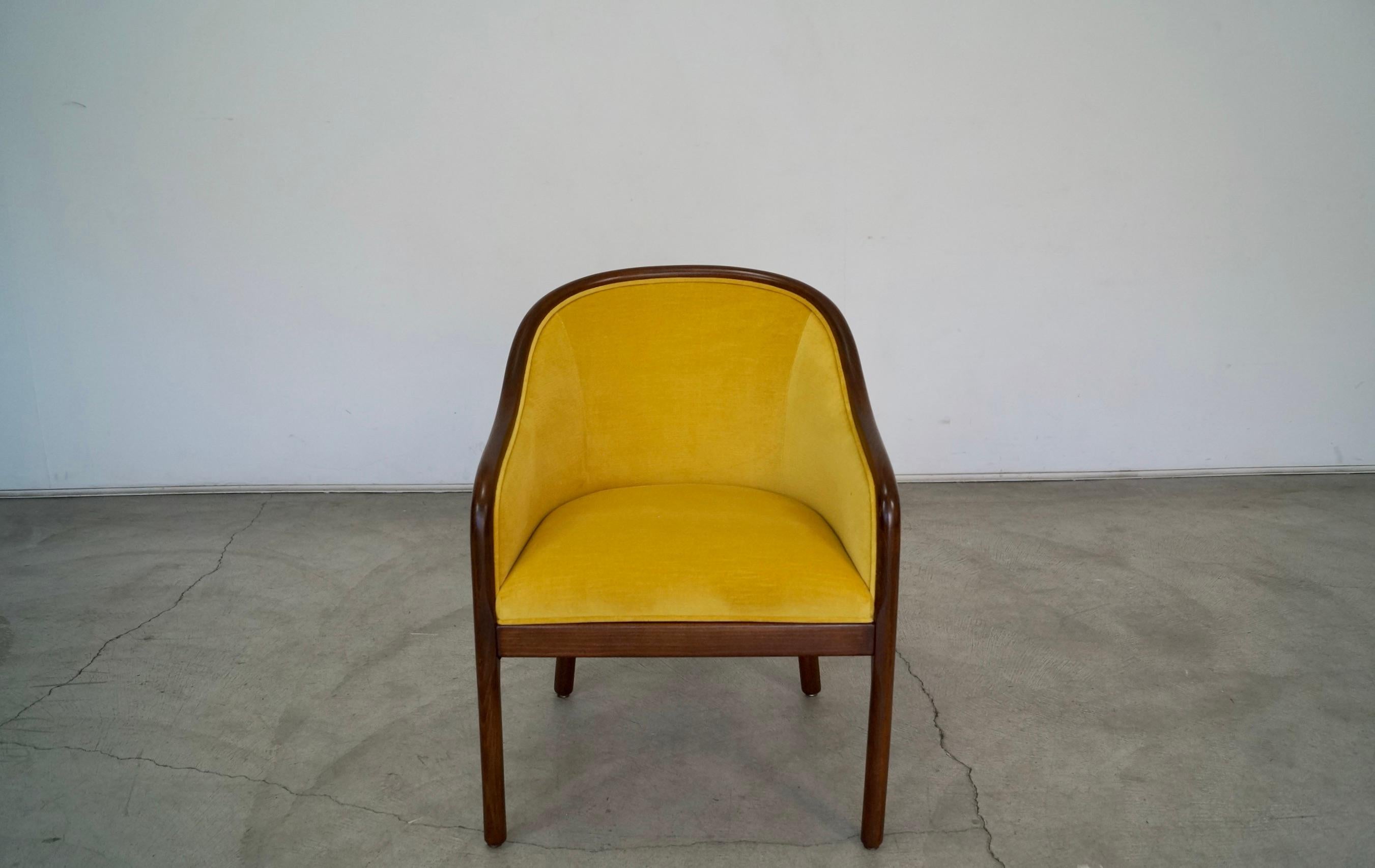 Mid-Century Modern 1970s Hollywood Regency Velvet Armchair For Sale