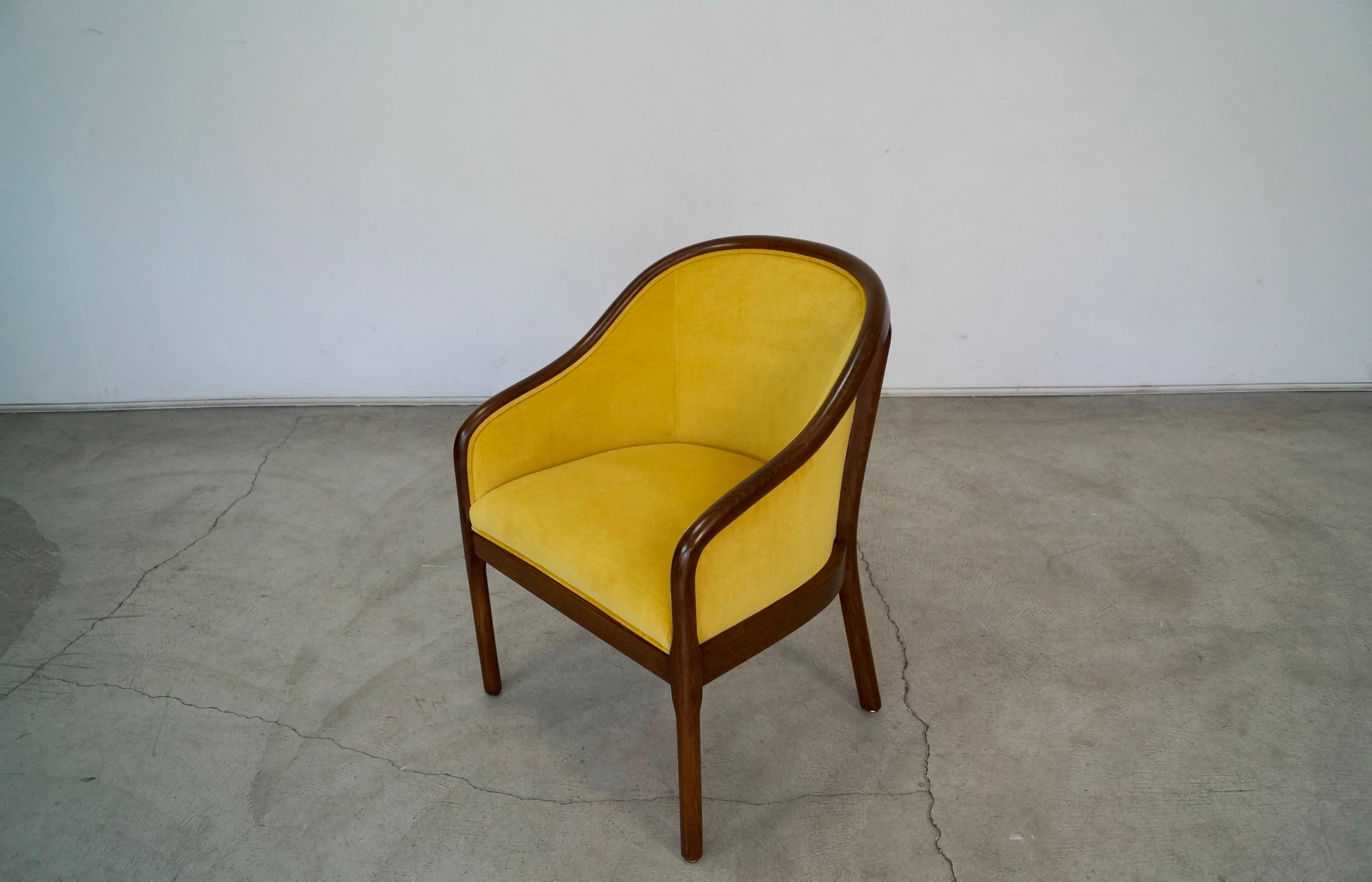 1970s Hollywood Regency Velvet Armchair In Excellent Condition For Sale In Burbank, CA