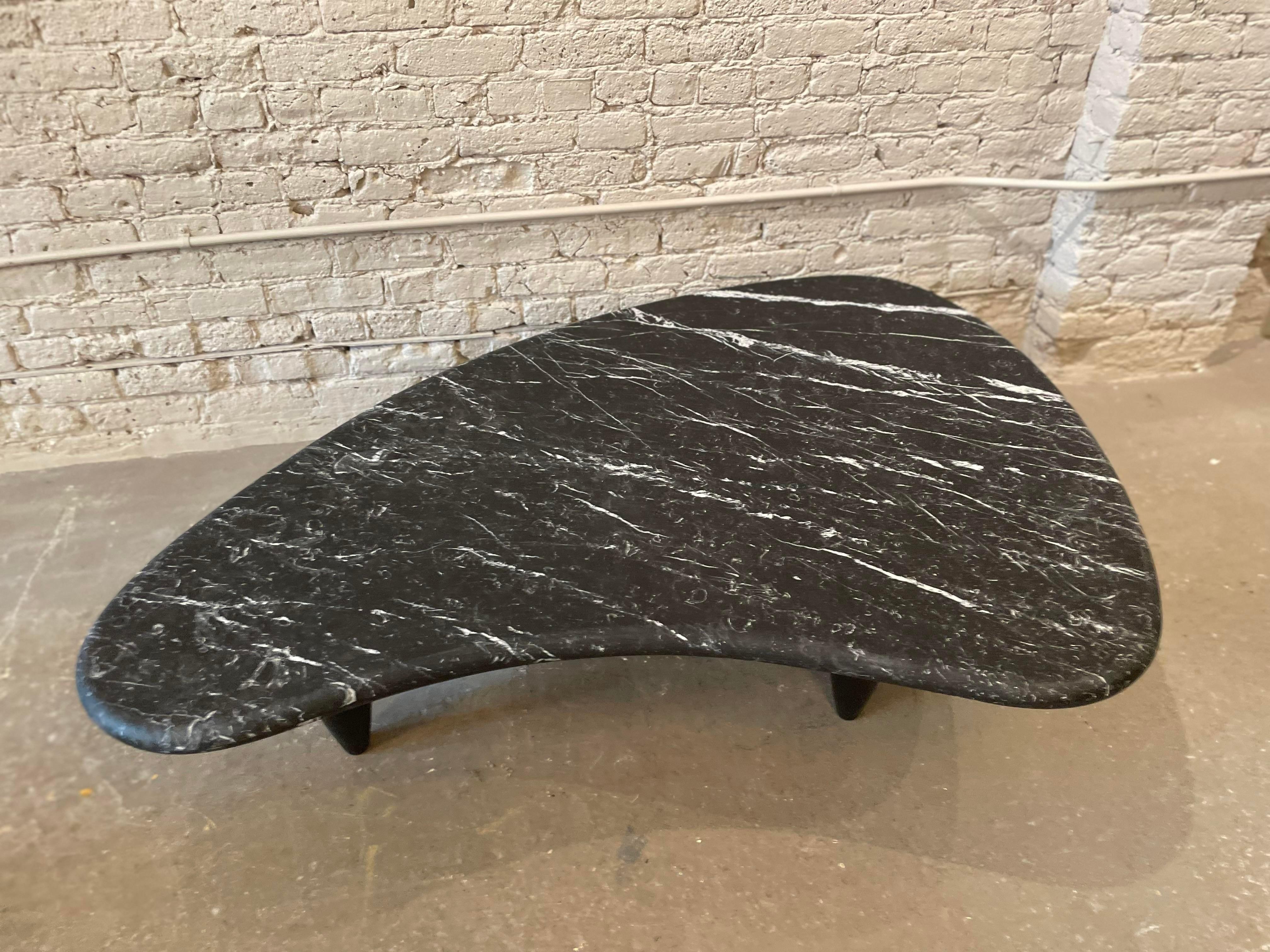 1970s Honed Nero Marquina Marble Biomorphic Coffee Table For Sale 6