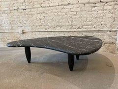 1970s Honed Nero Marquina Marble Biomorphic Coffee Table