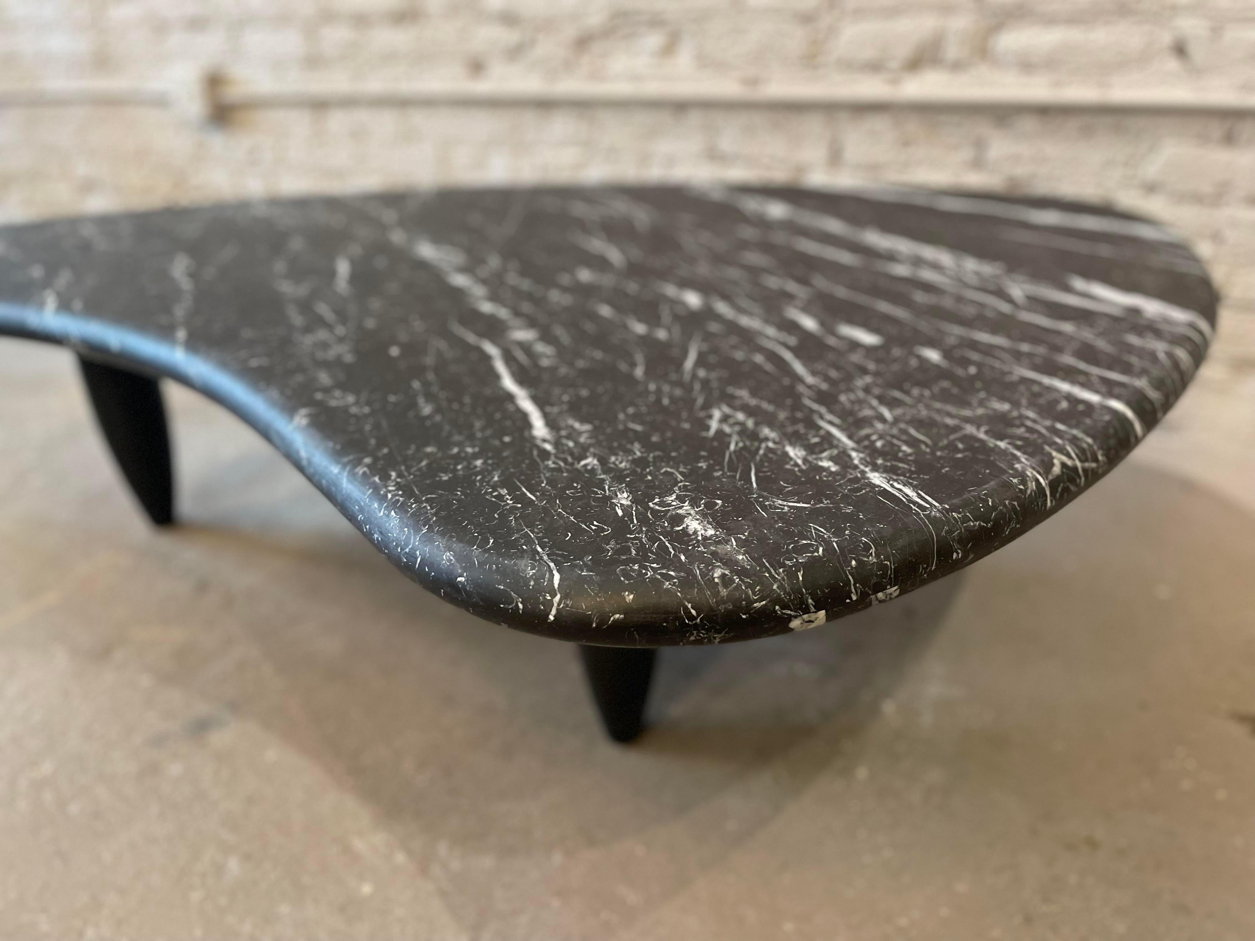 Mid-Century Modern 1970s Honed Nero Marquina Marble Biomorphic Coffee Table For Sale