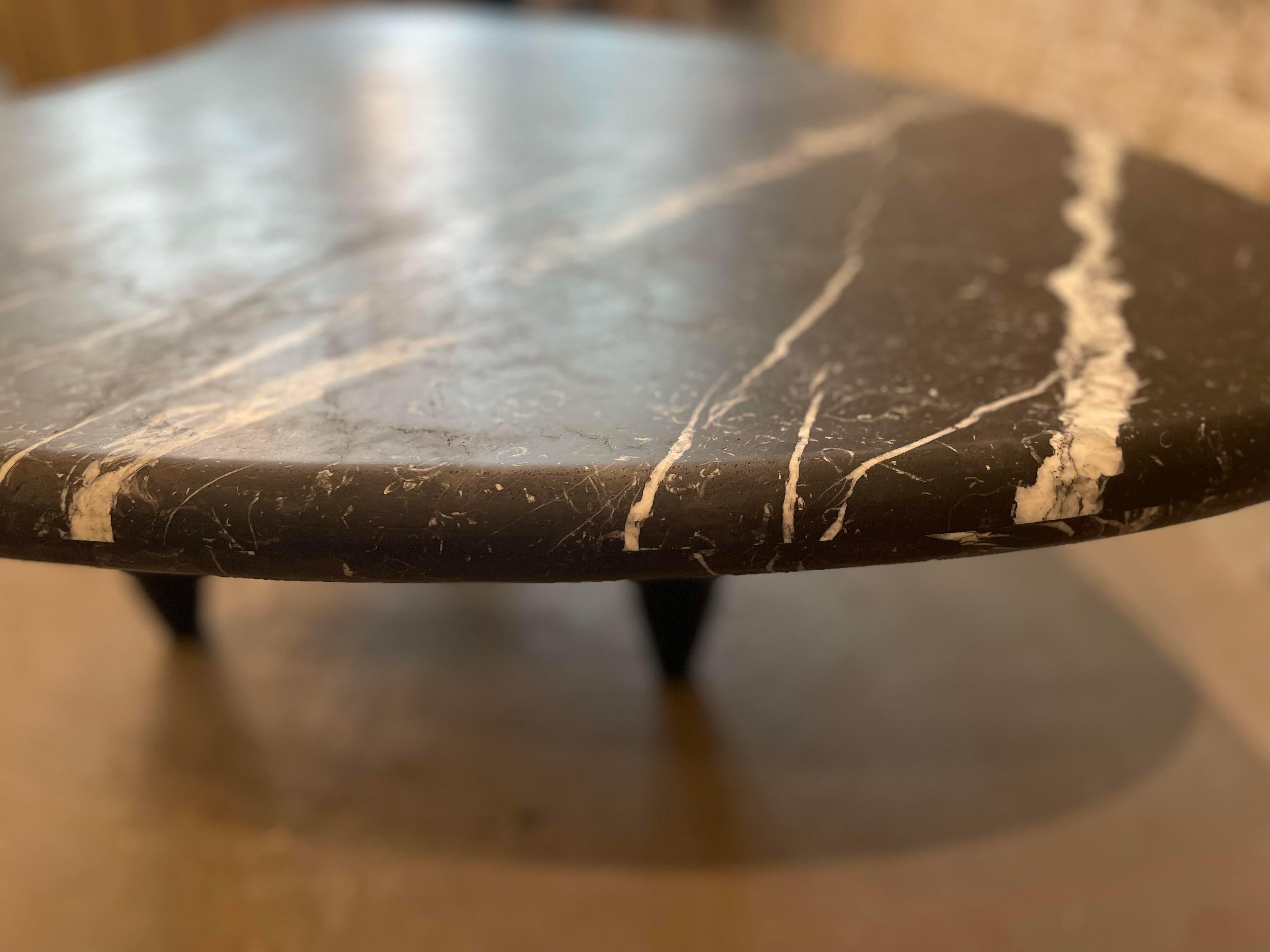 Late 20th Century 1970s Honed Nero Marquina Marble Biomorphic Coffee Table For Sale