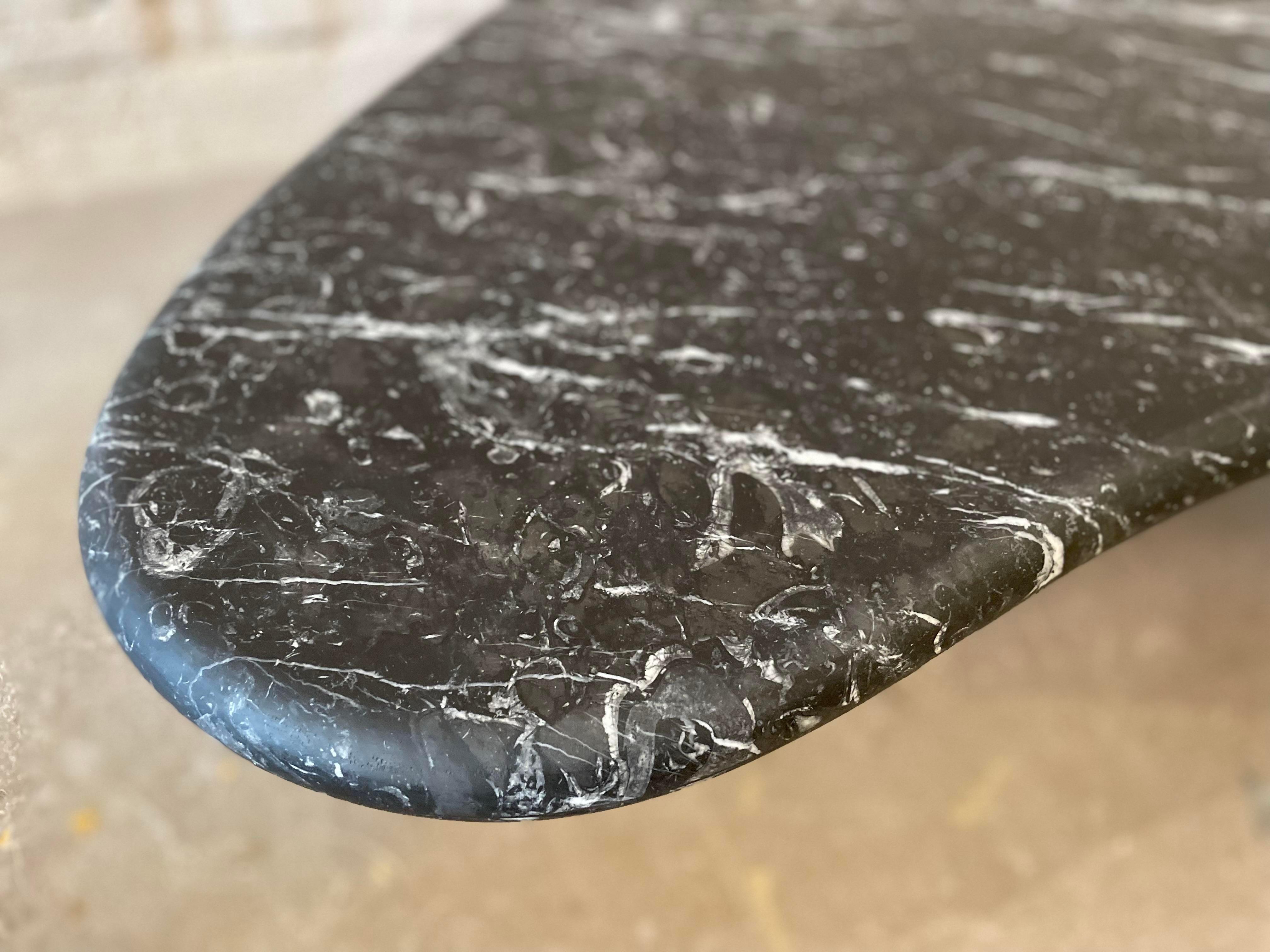 1970s Honed Nero Marquina Marble Biomorphic Coffee Table For Sale 2