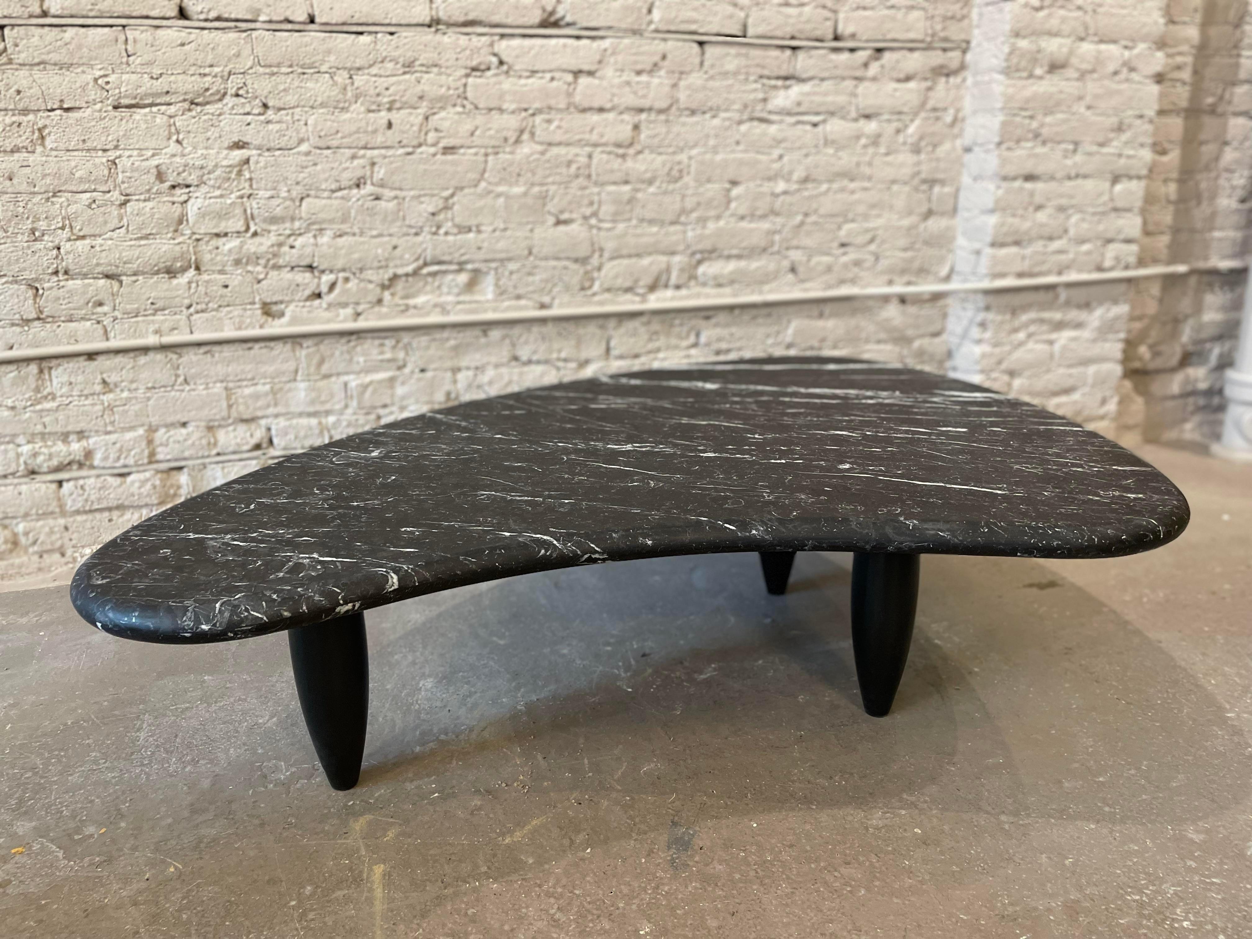 1970s Honed Nero Marquina Marble Biomorphic Coffee Table For Sale 3