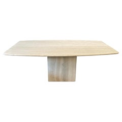 1970s Honed Travertine Vintage Dining Table