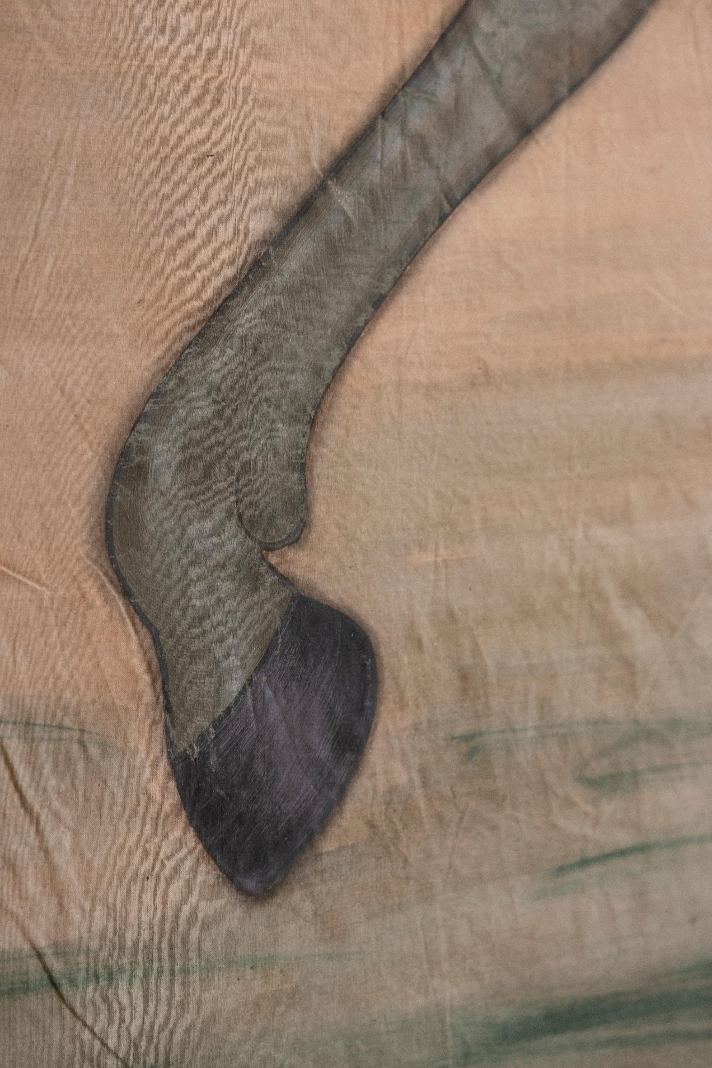 1970s Horse Painting on Fabric in Jaime Parlade Style 3