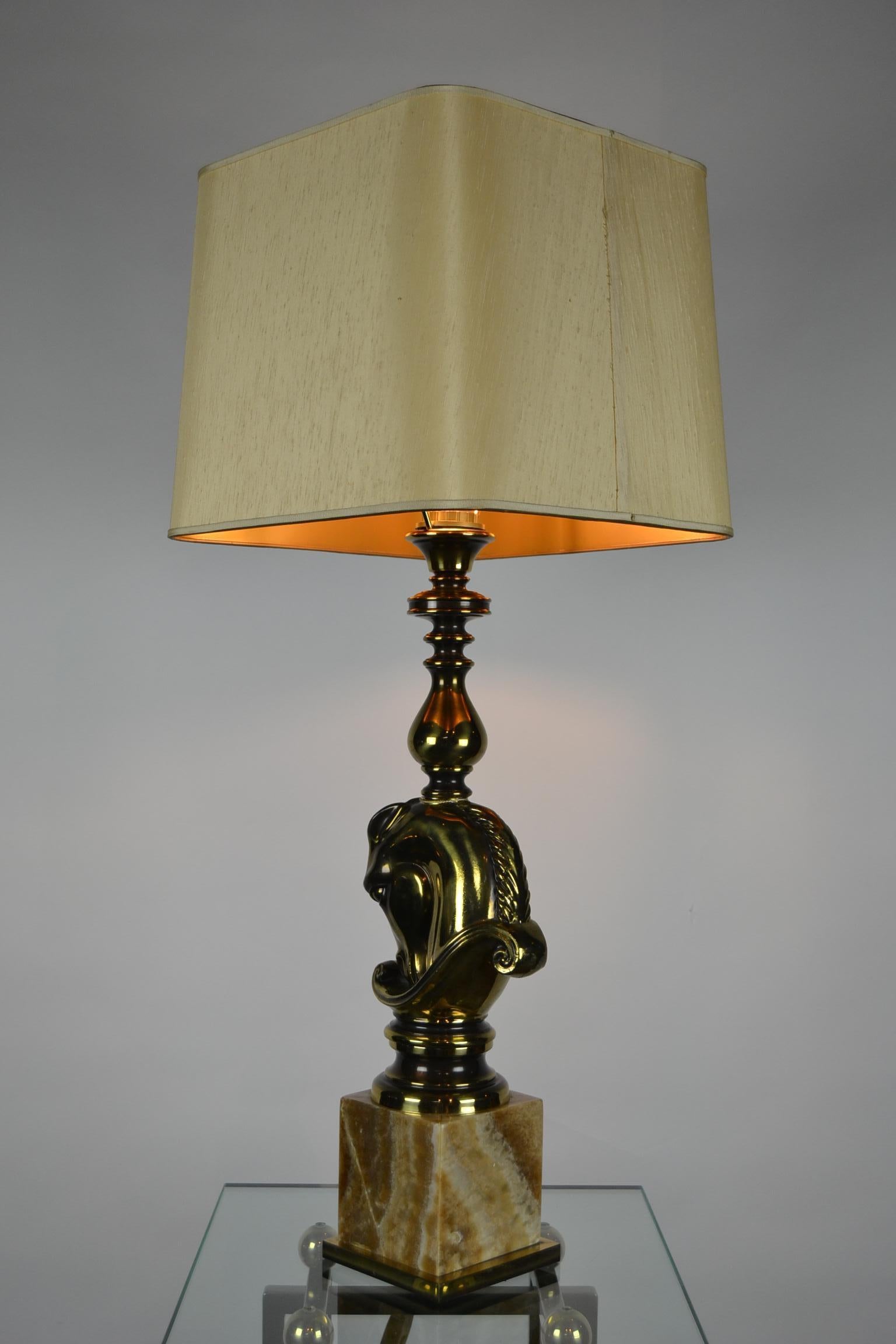 Belgian 1970s Table Lamp with Horsehead by Deknudt Lustrerie, Belgium