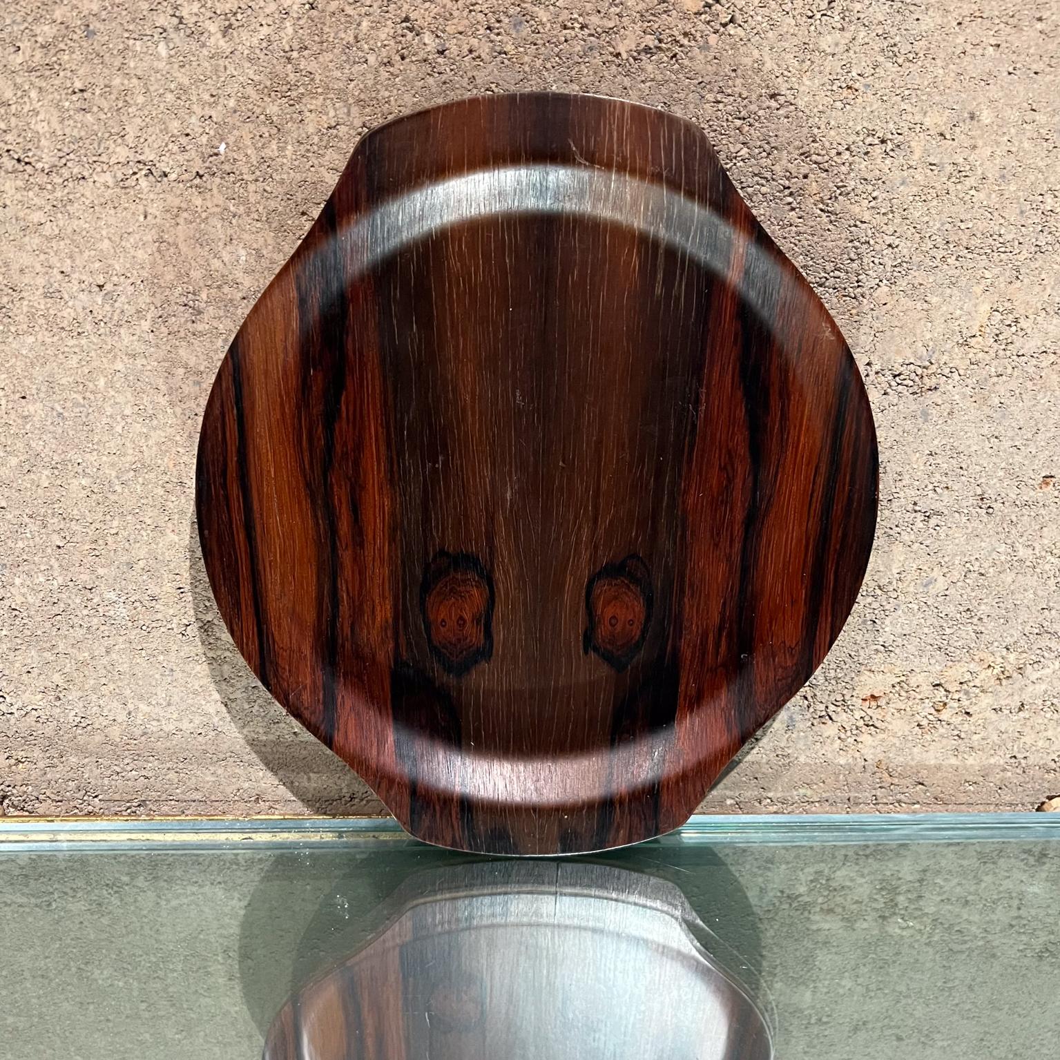 Mid-Century Modern 1970s Round Rosewood Bar Service Tray For Sale