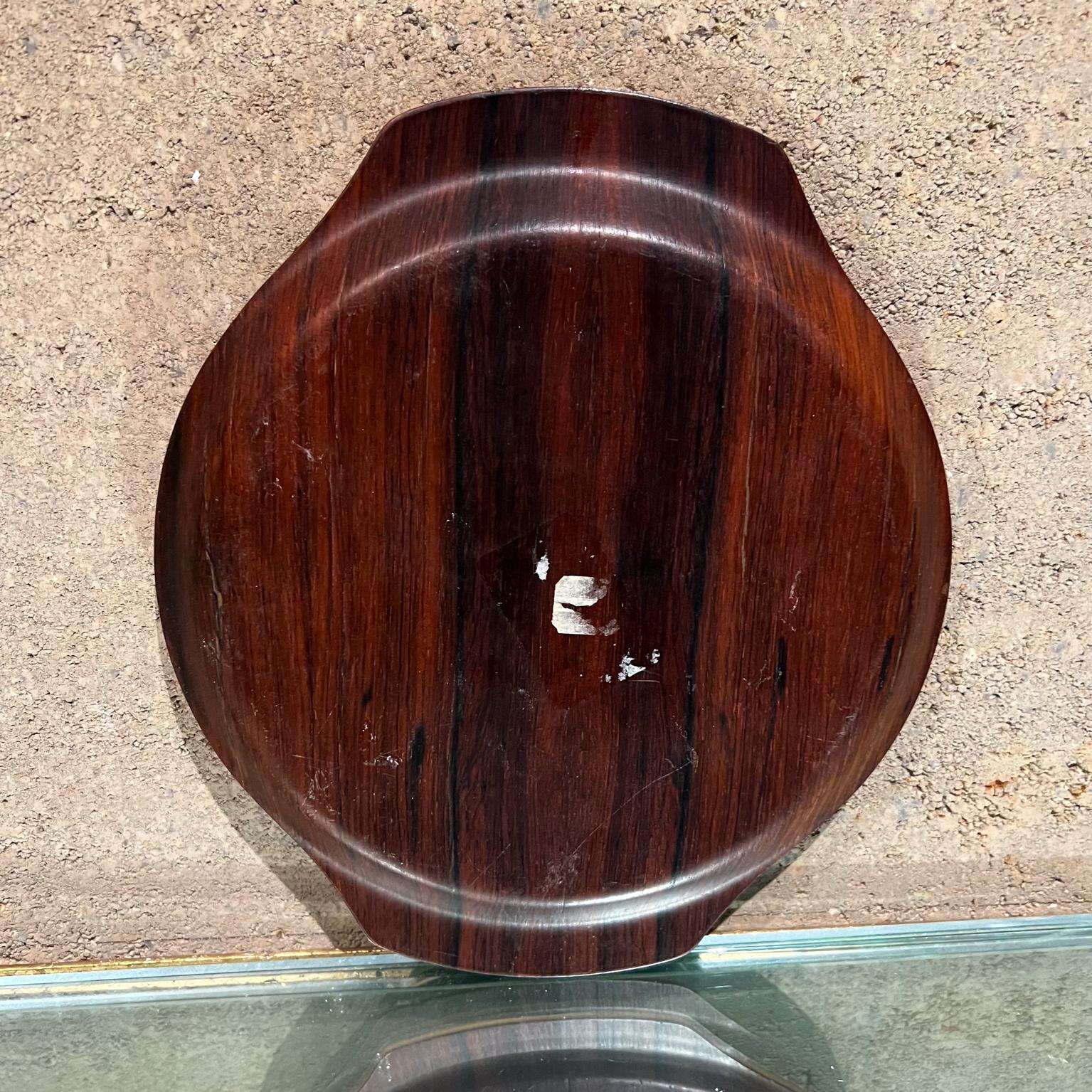 Late 20th Century 1970s Round Rosewood Bar Service Tray For Sale