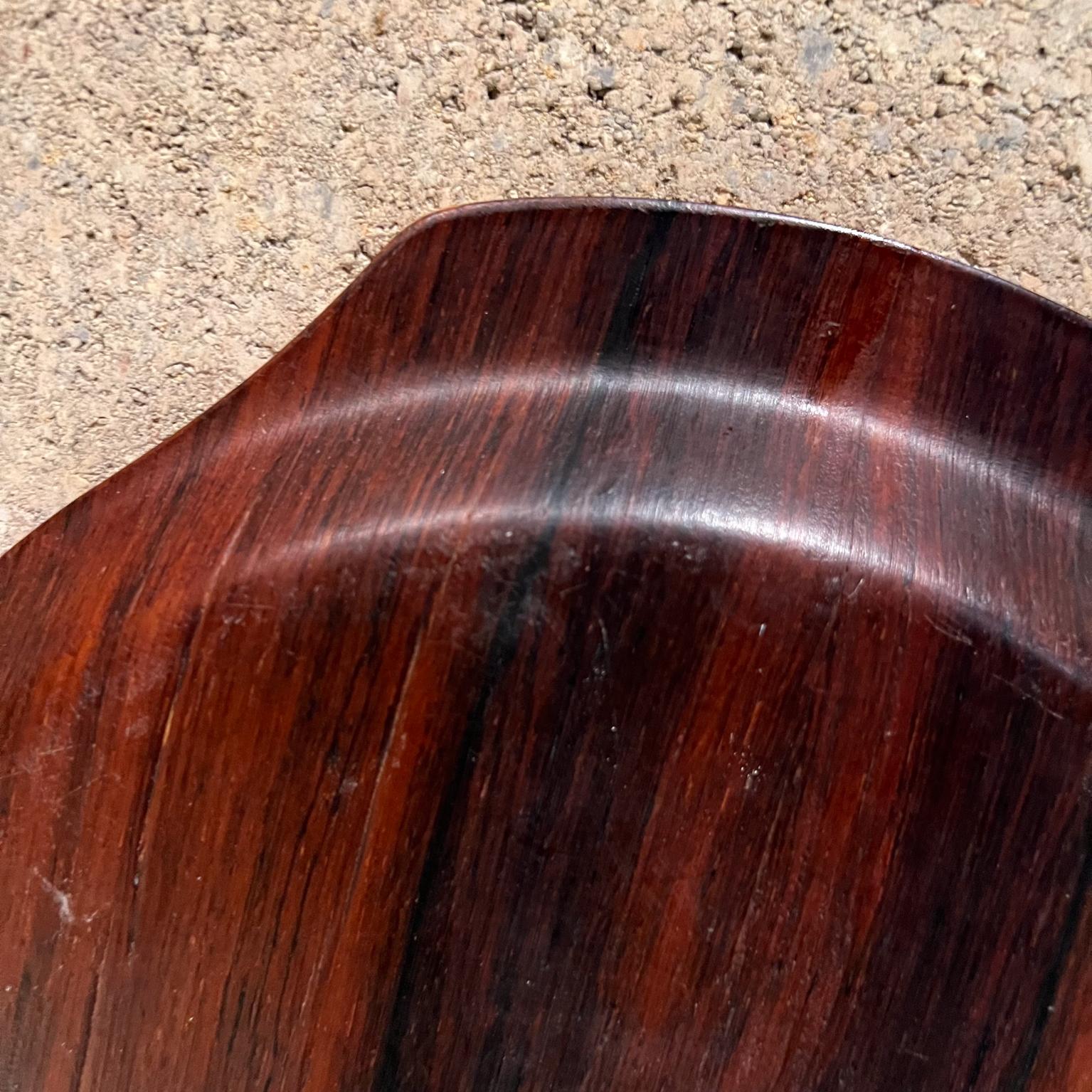 1970s Round Rosewood Bar Service Tray For Sale 1