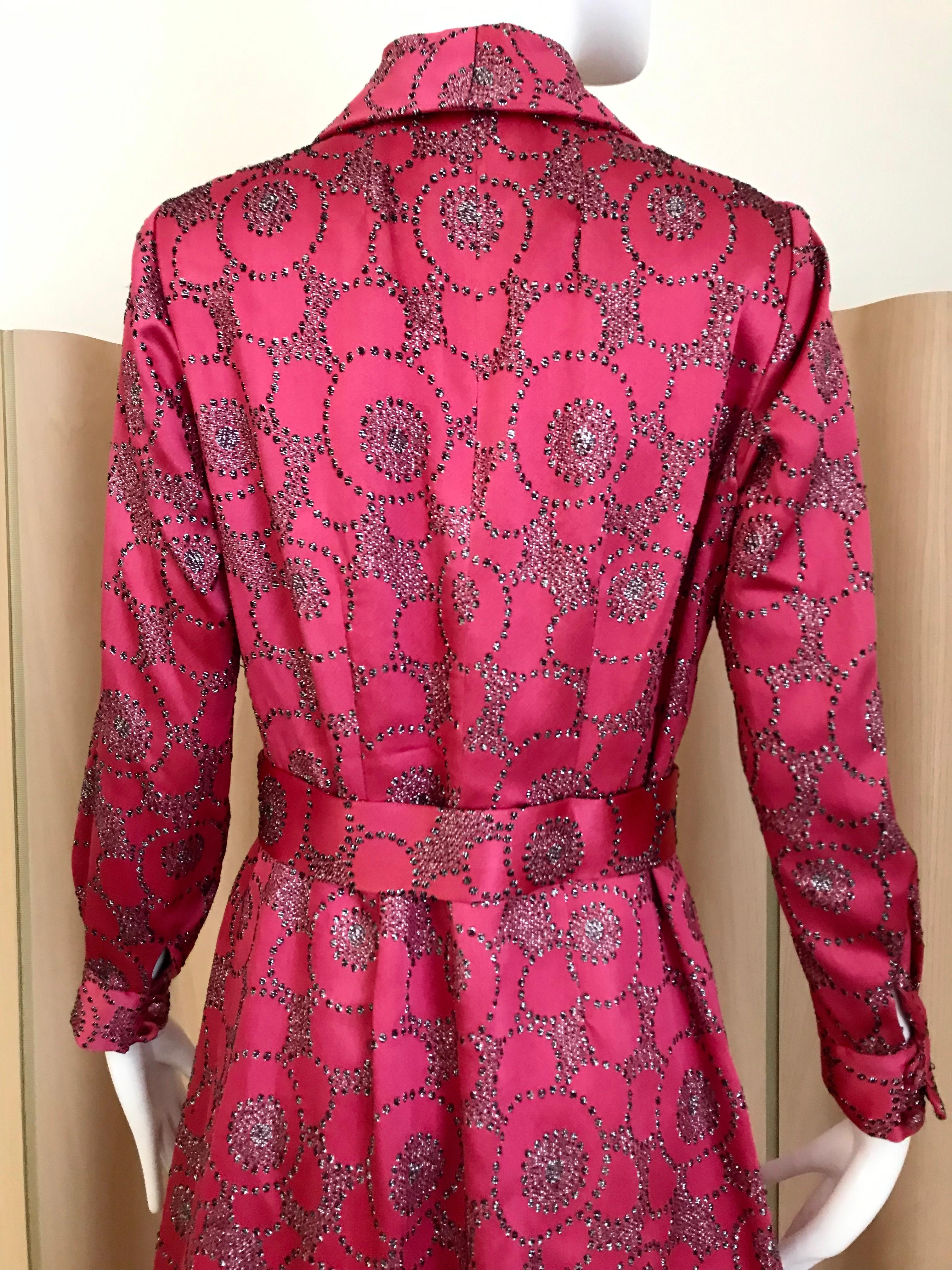 Women's 1970s Hot Pink Maxi Shirt Dress 