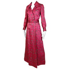 hot pink maxi dress 1970s Hot Pink Maxi Shirt Dress