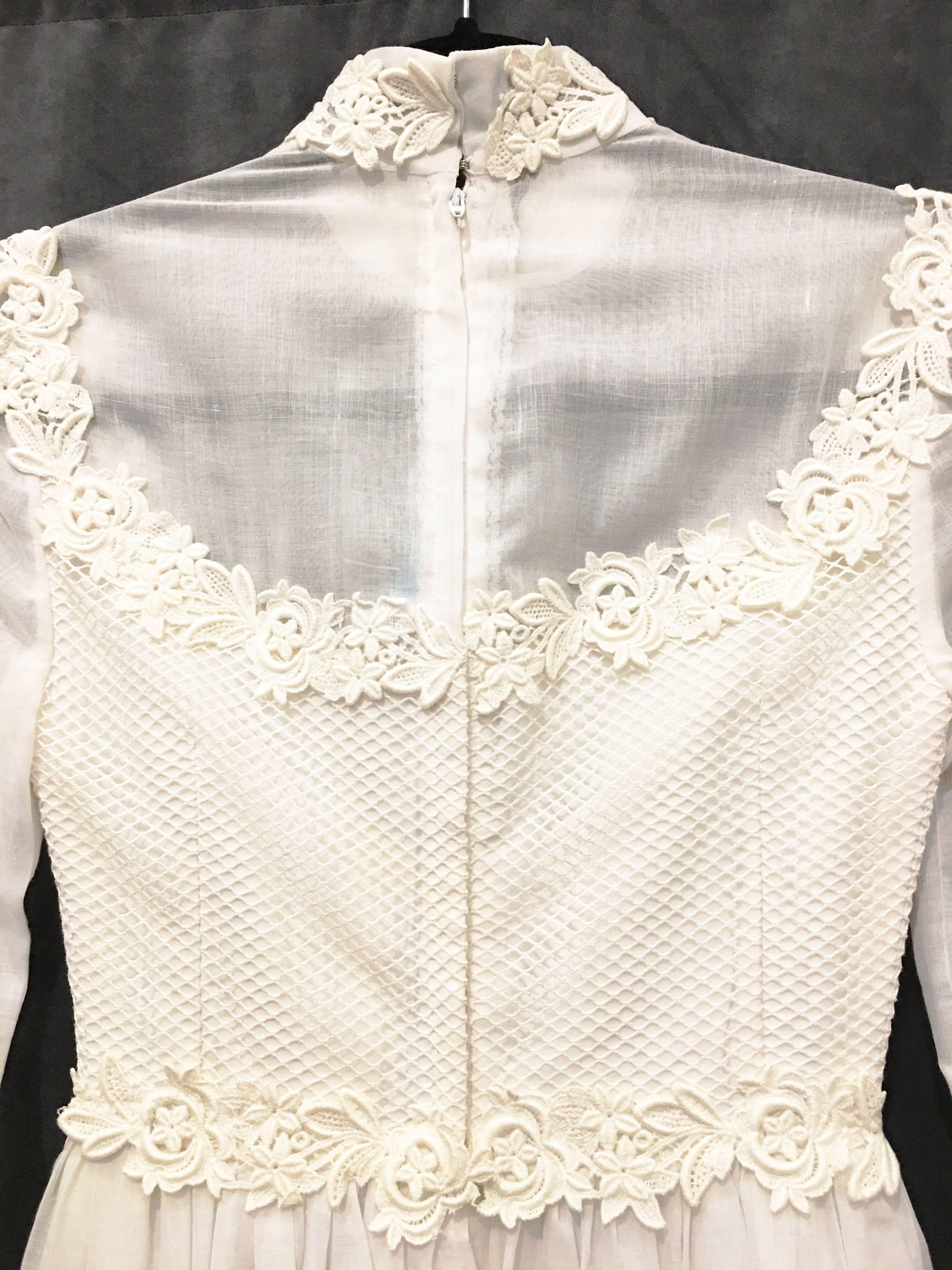 House of Bianchi Floral Wedding Dress, 1970s For Sale 4