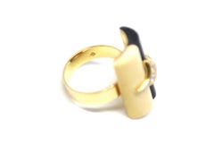 1970s H.Stern 18 Karat Gold Ring with Bone, Onyx and Diamonds