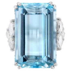 1970er H.Stern Ring aus 18 Karat Weißgold mit Aquamarin und Diamanten
