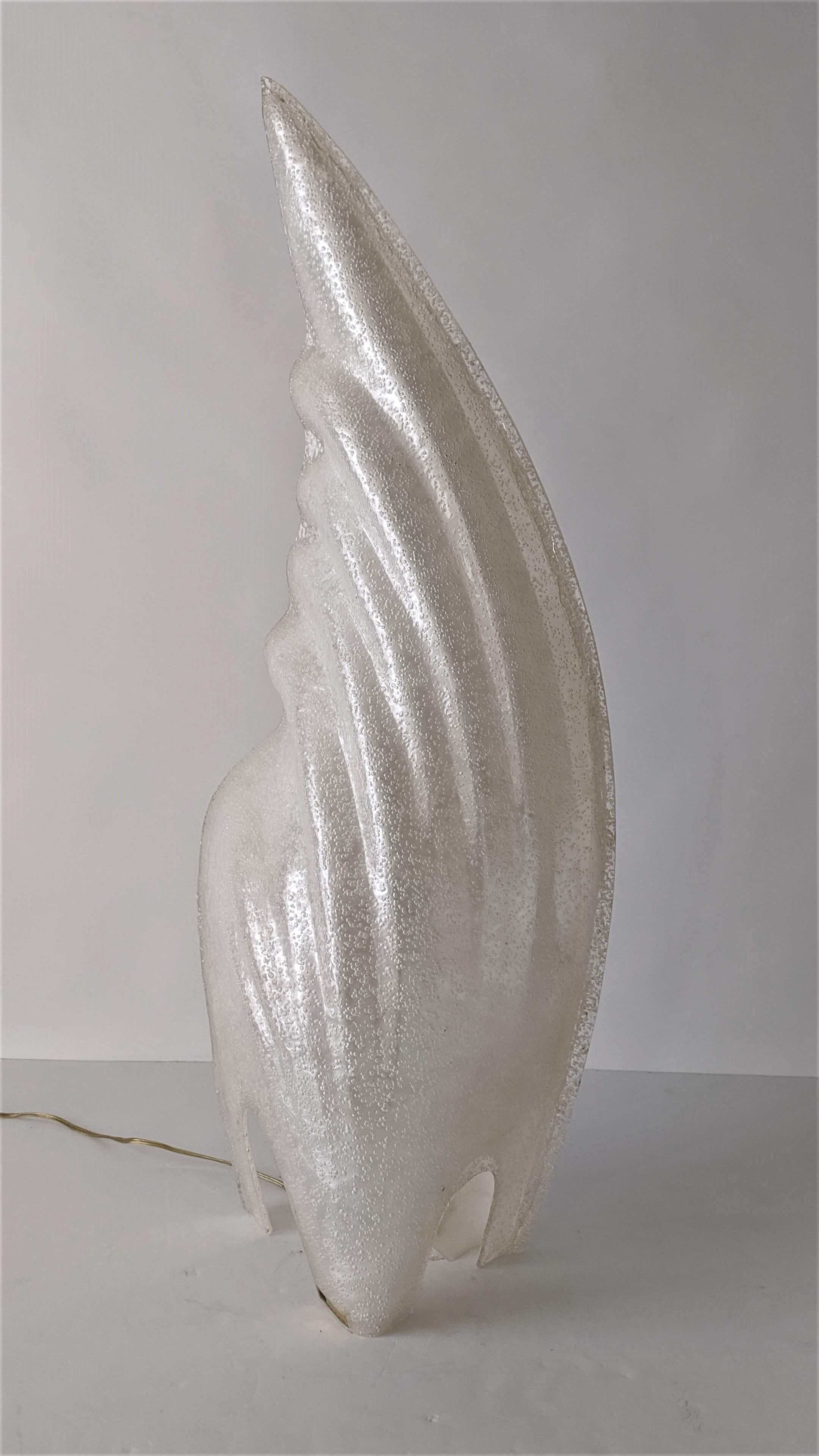 1970s Huge Acrylic Conch Shell Floor or Table Lamp by Rougier 2