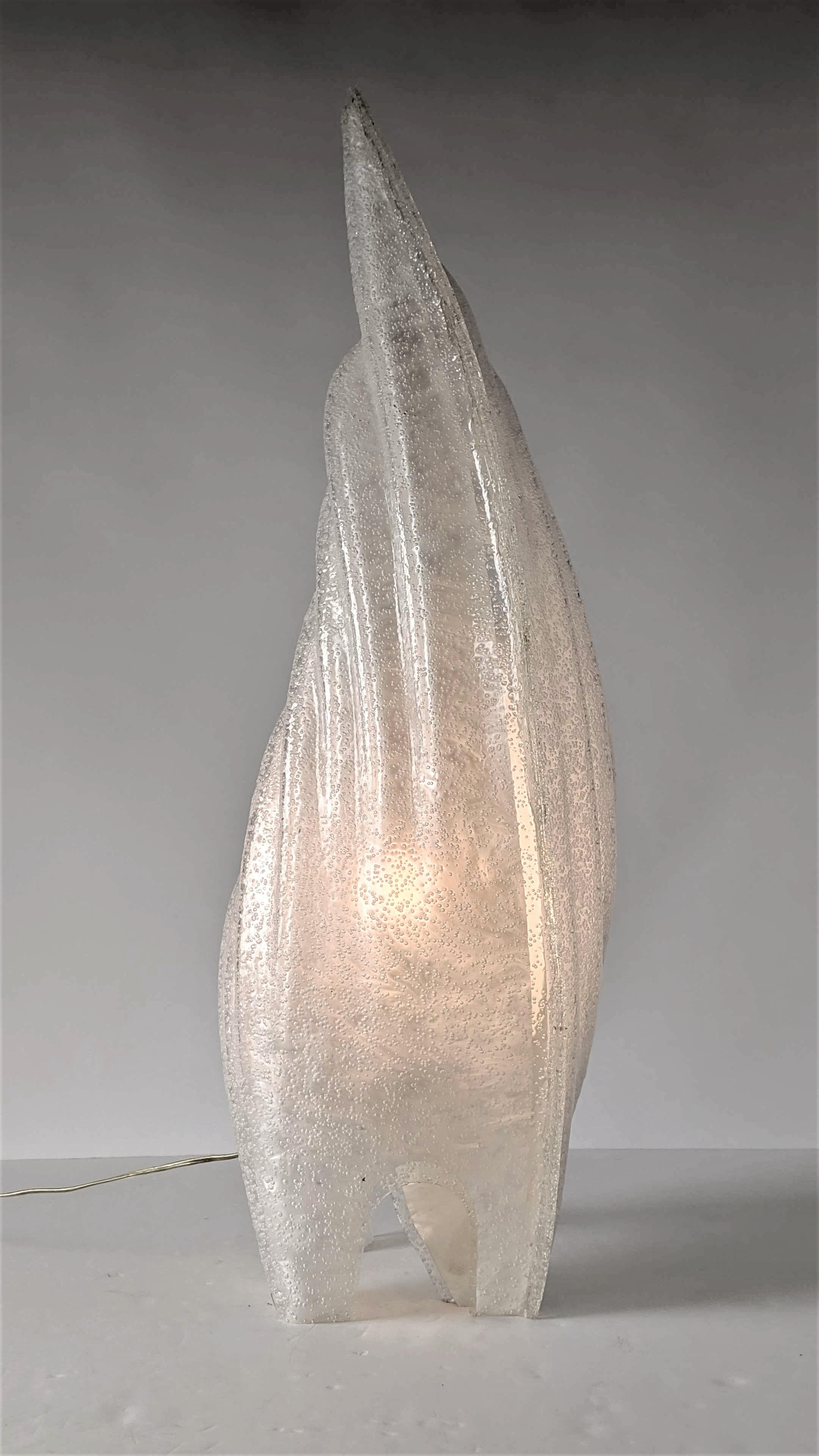 Mid-Century Modern 1970s Huge Acrylic Conch Shell Floor or Table Lamp by Rougier