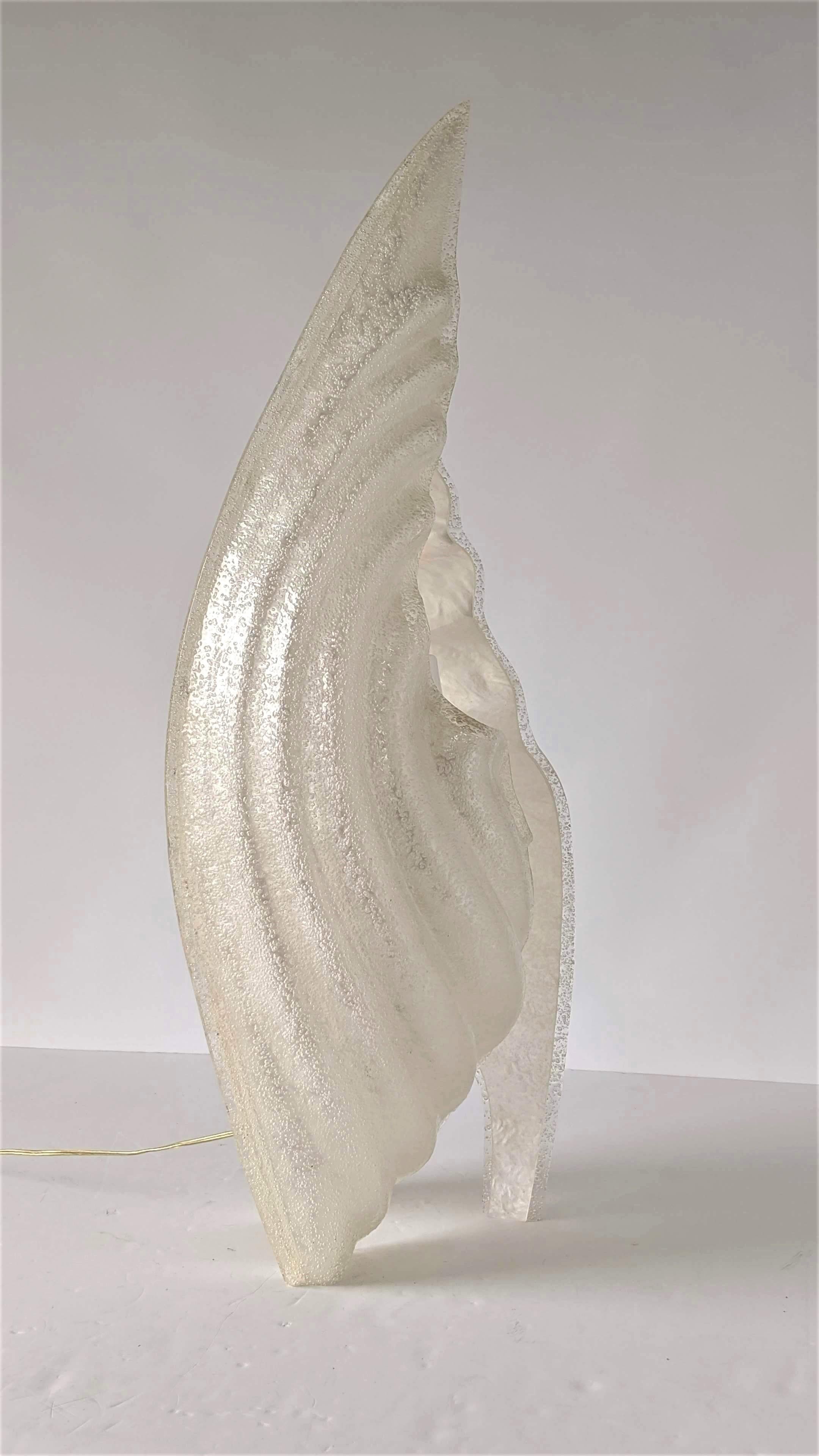 Molded 1970s Huge Acrylic Conch Shell Floor or Table Lamp by Rougier