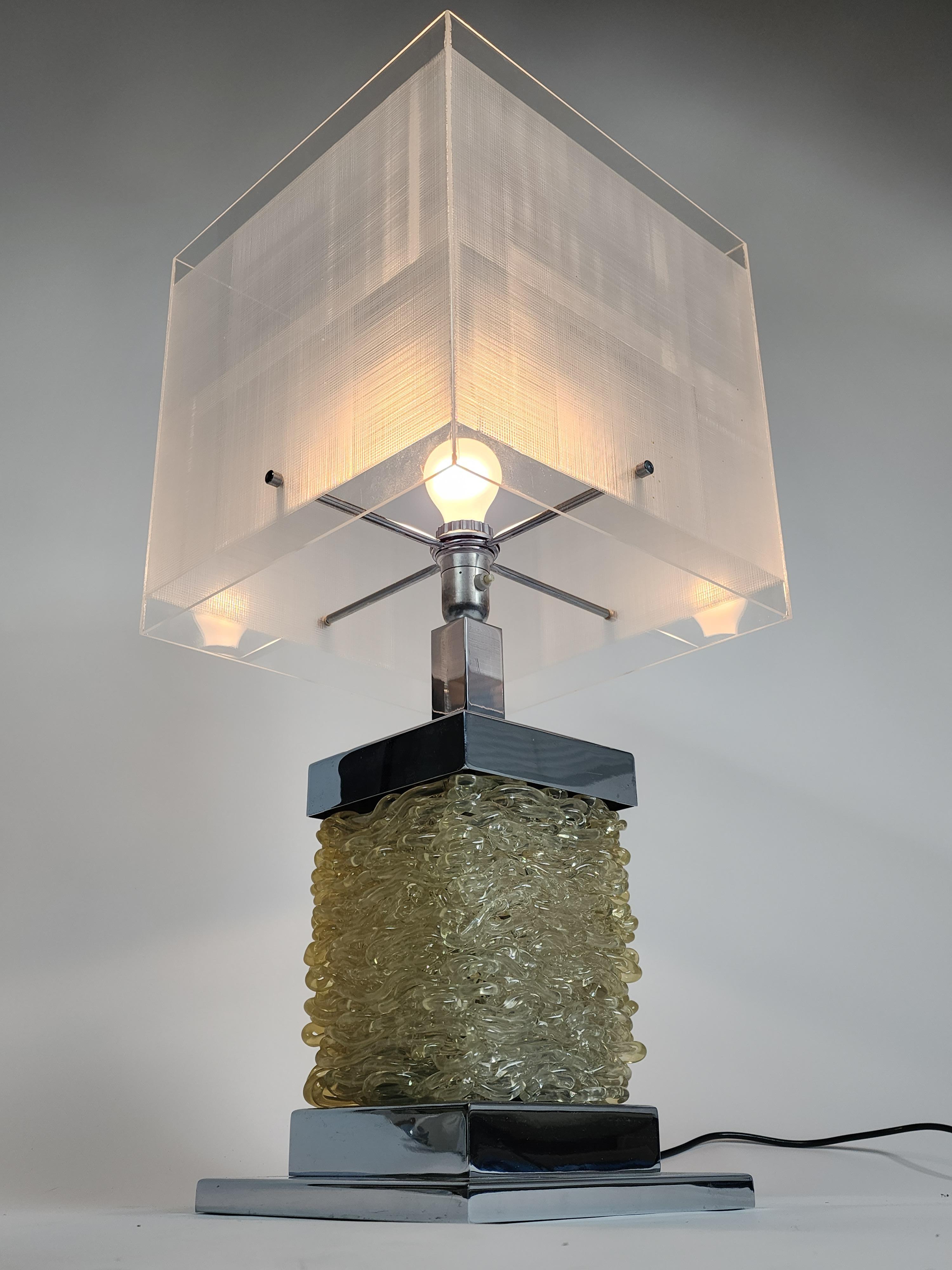 Chrome Grande lampe de bureau en acrylique Banci Firenze des années 1970, Italie en vente