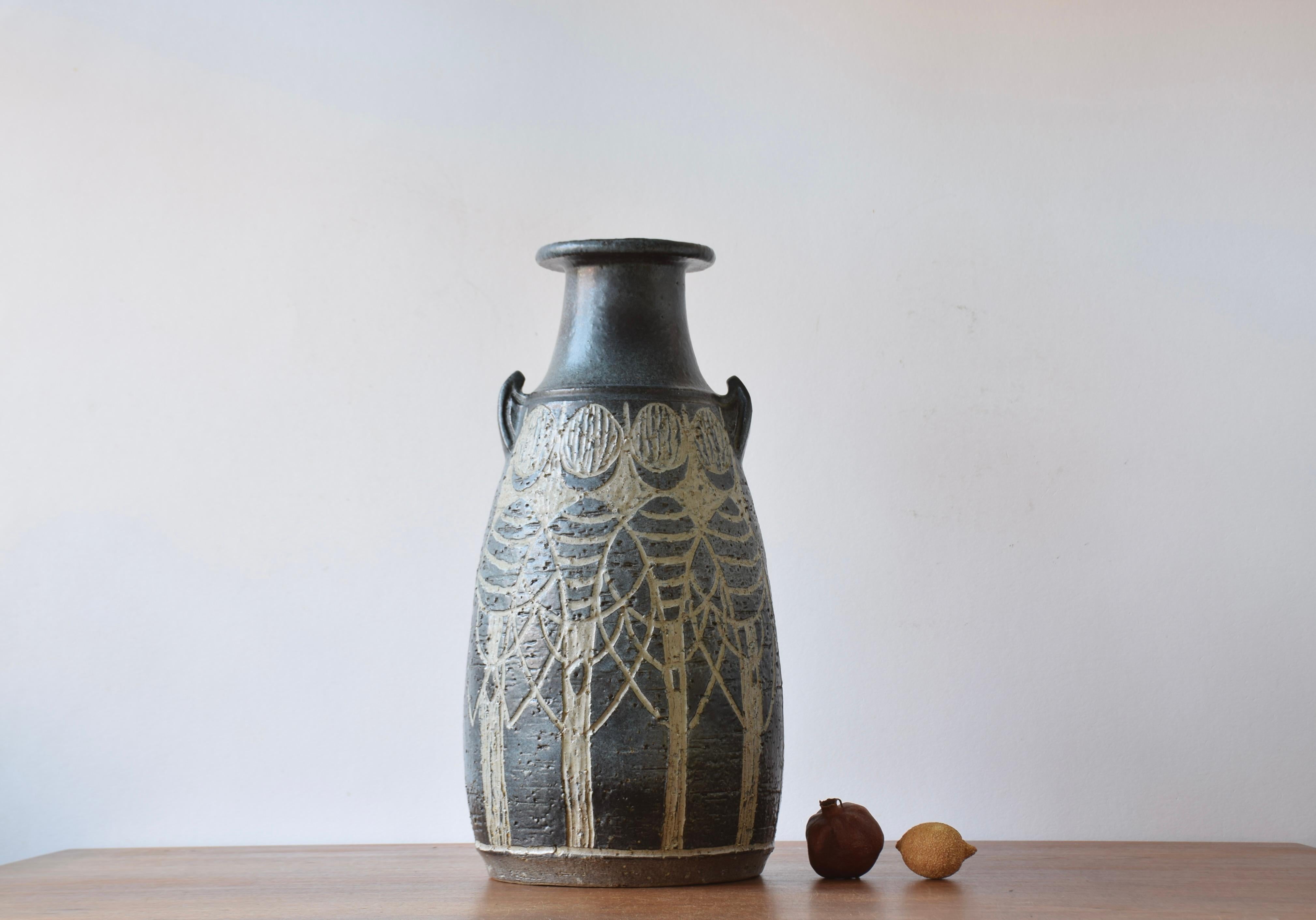 Huge Mid-century Danish ceramic floor vase by Fridtjof Sejersen for Sejer ceramic studio. Made ca 1960s to 1970s. It´s made in his own studio workshop in Nr. Aaby on the Danish island Funen which he ran from 1941 to 1978.

The vase has an