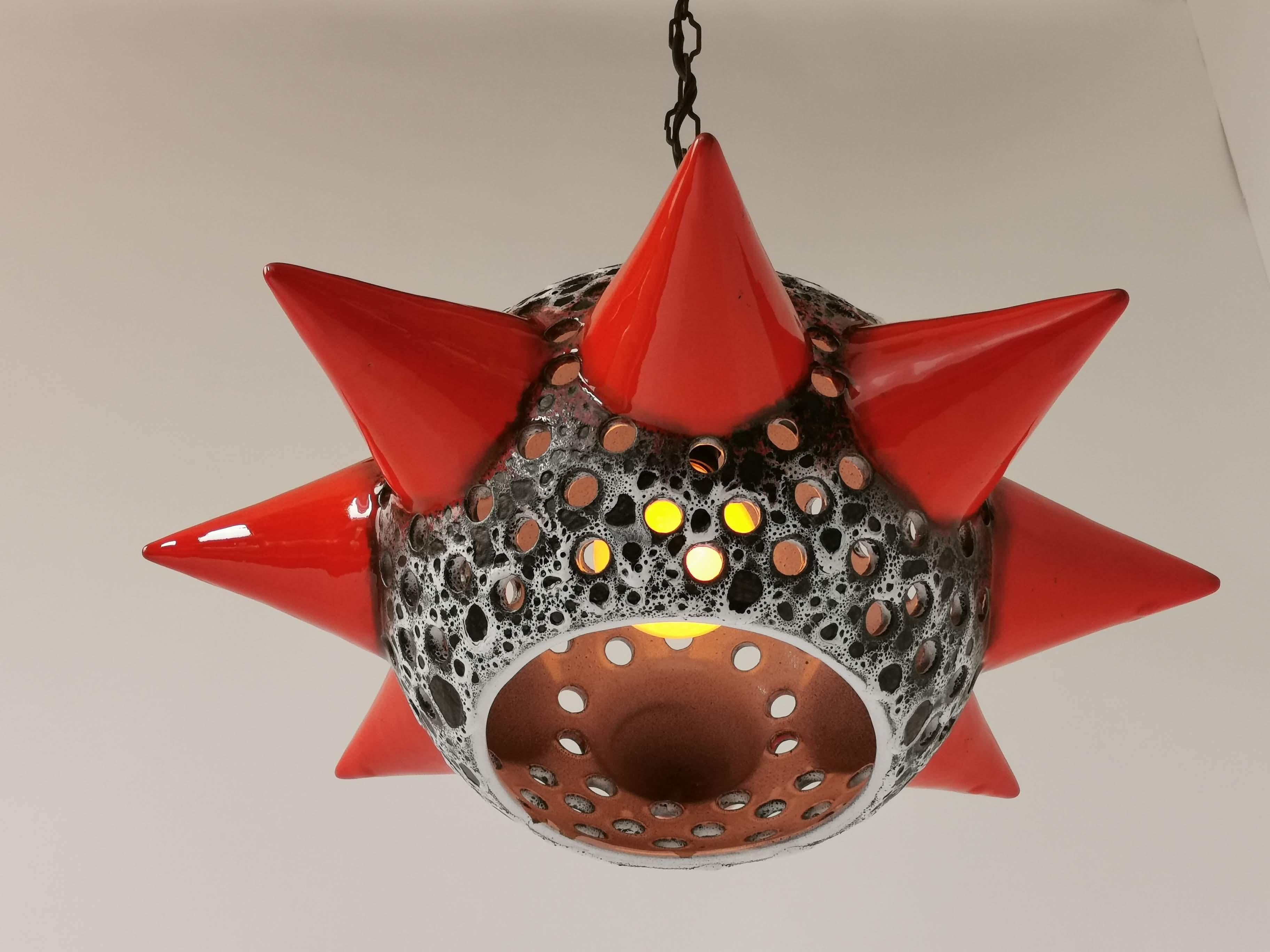 Late 20th Century 1970s Huge Spike Ceramic Pendant, USA