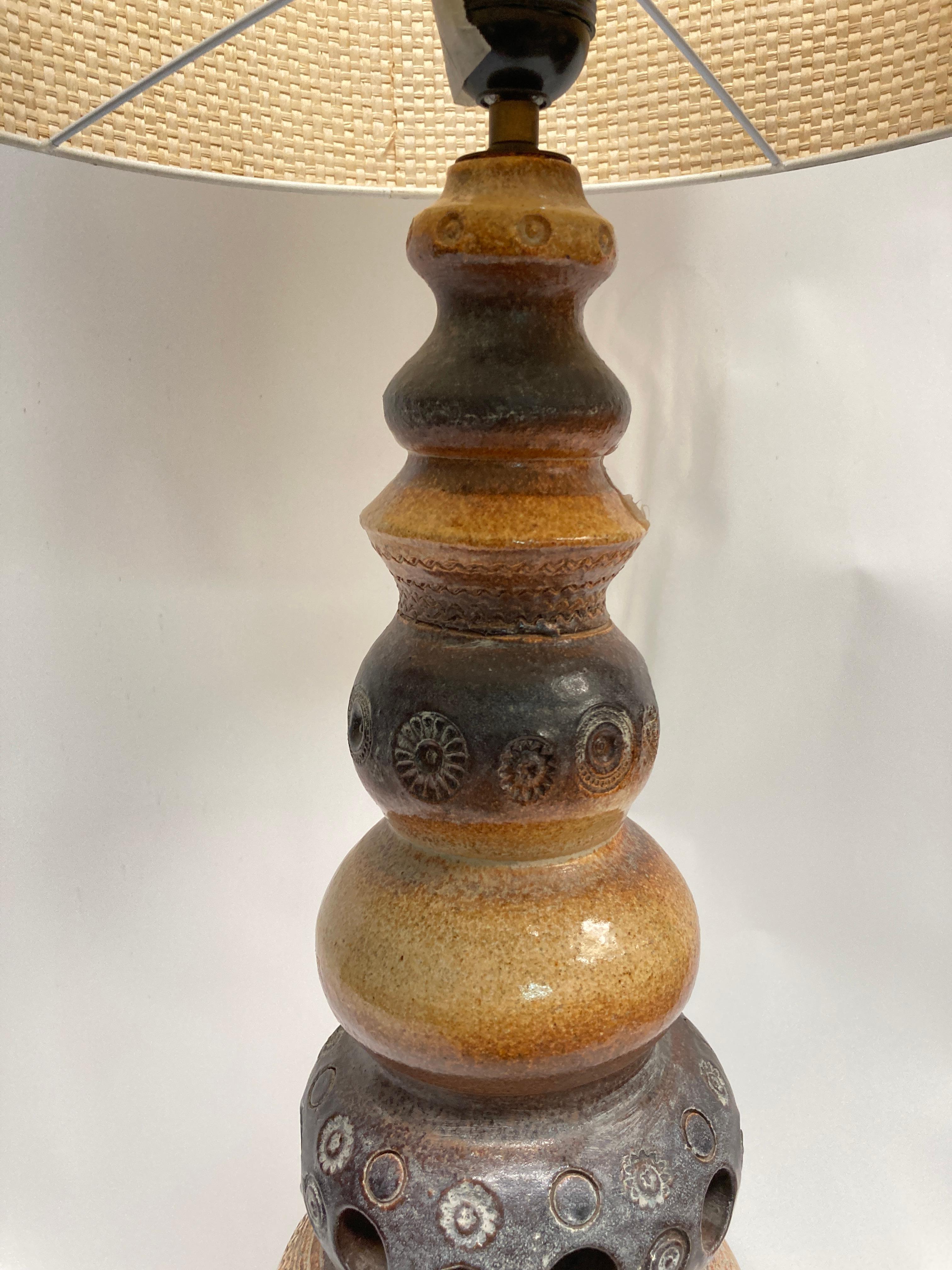 1970's Huge studio pottery table lamp In Good Condition For Sale In Bois-Colombes, FR