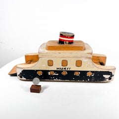 1970s Hukit Ferry Boat Vintage Wood Toy made Denmark