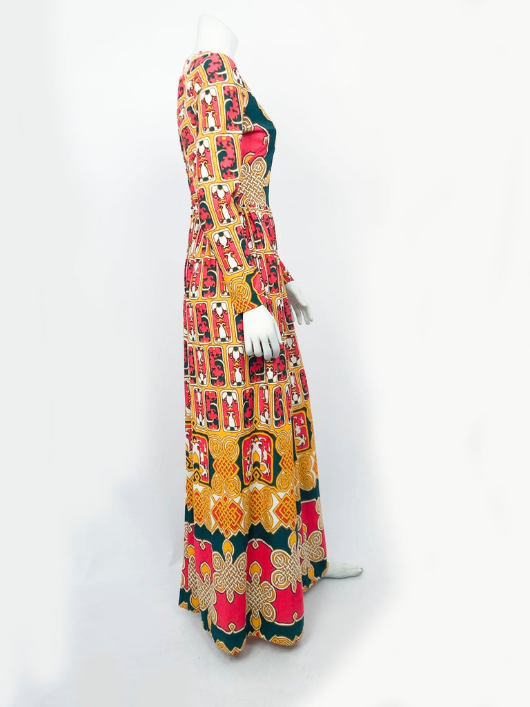 1970's I .Magnin Knit Jersey Printed Dress For Sale at 1stDibs