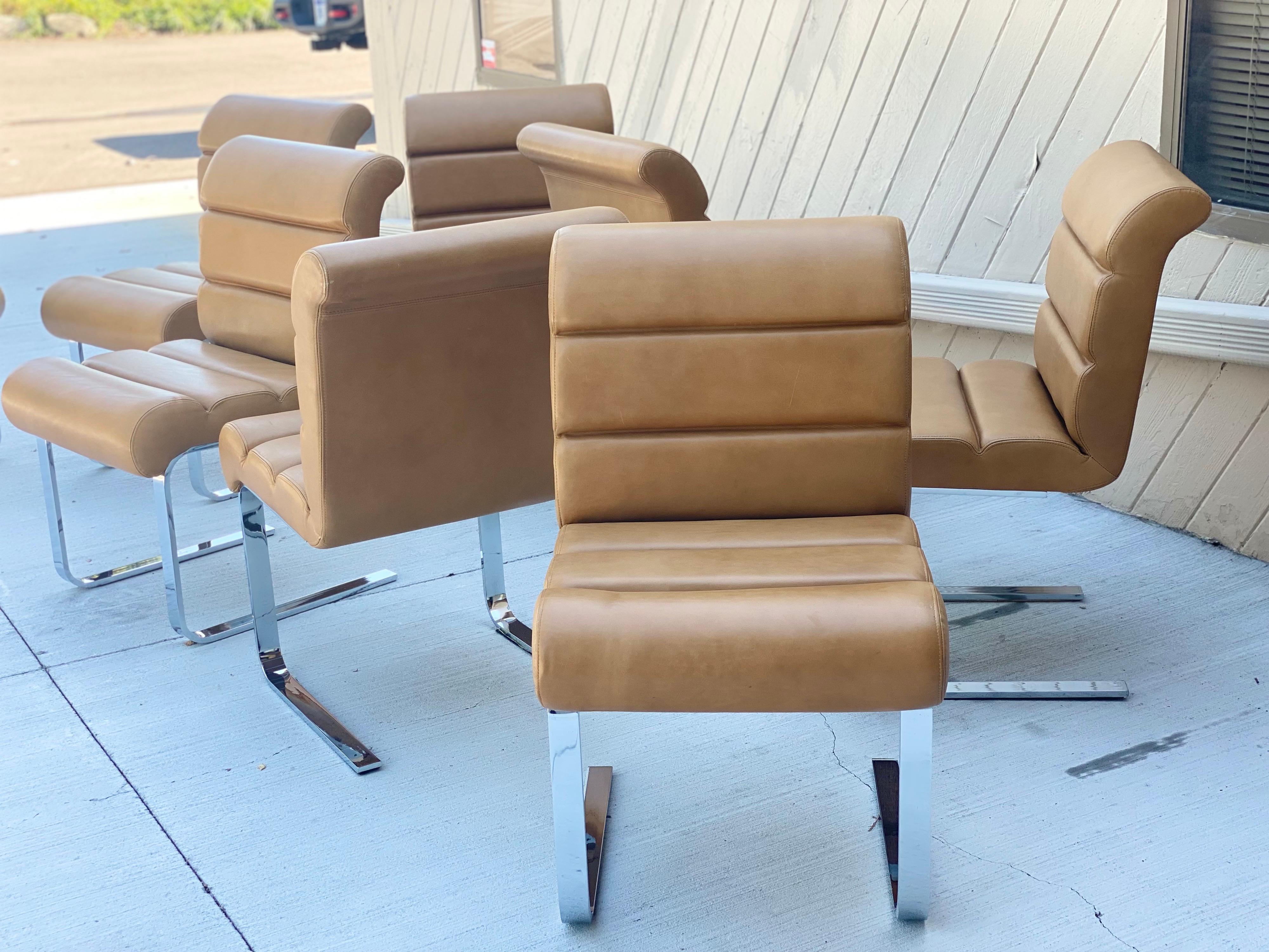 1970s i4 Mariani for Pace Collection Lugano Leather Dining Chairs, Set of 8  8