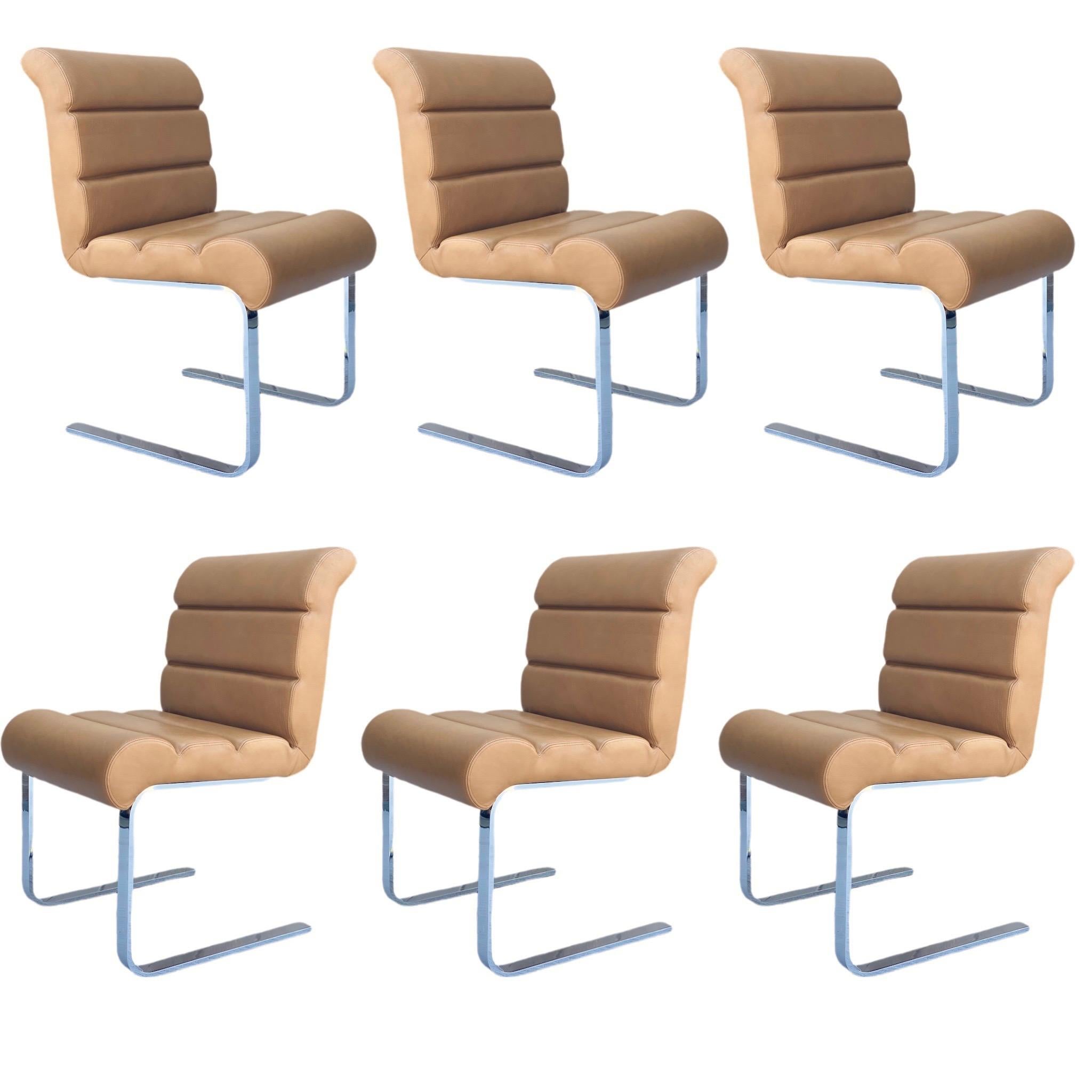 1970s i4 Mariani for Pace Collection Lugano Leather Dining Chairs, Set of 8 