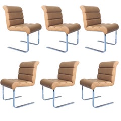 1970s i4 Mariani for Pace Collection Lugano Leather Dining Chairs, Set of 8