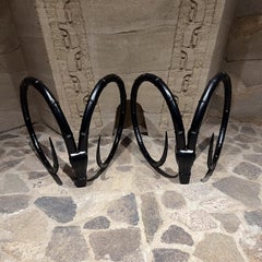 1970s Ibex Black Pedestal French Dining Table Base Restored Style Alain Chervet