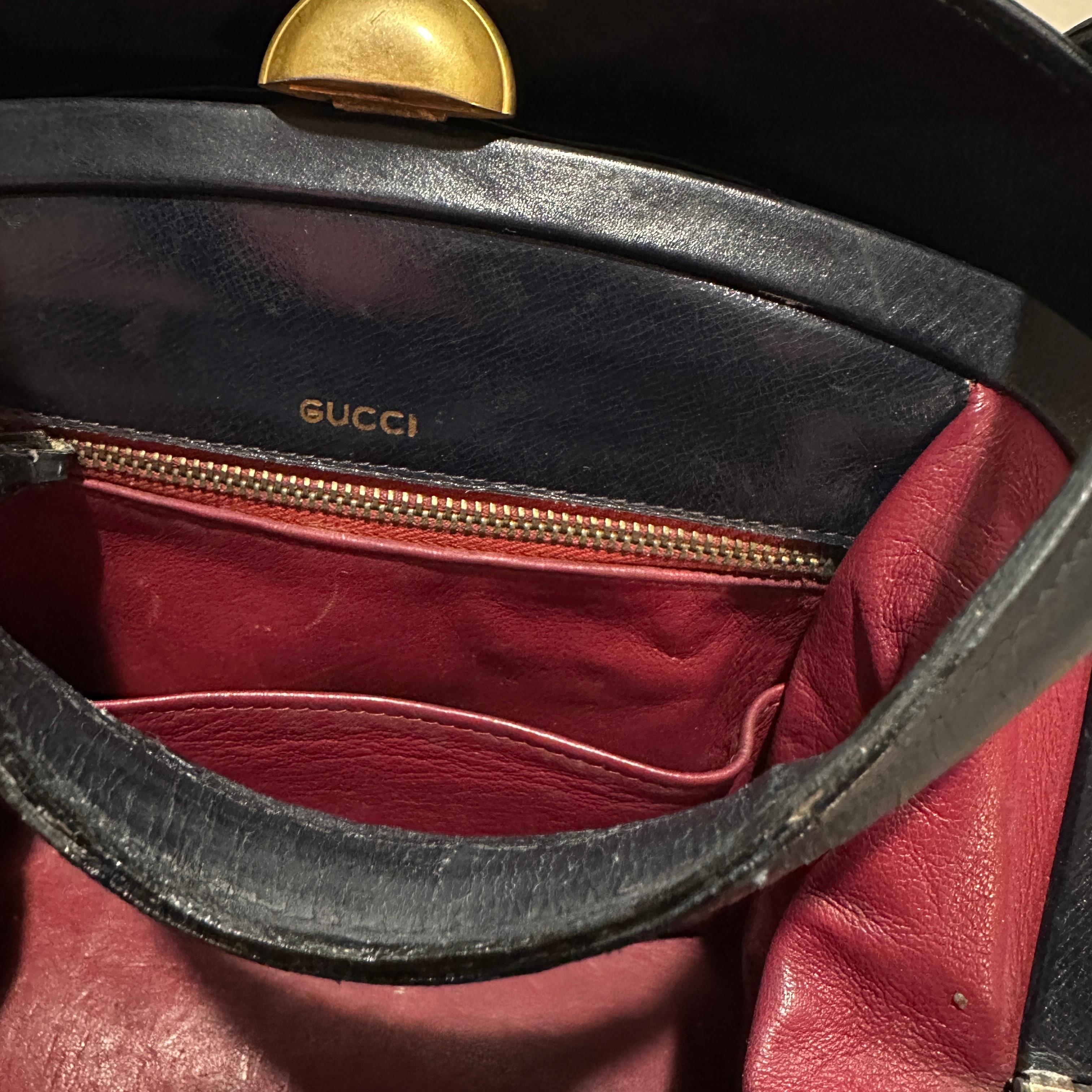 Vintage 1970s Iconic Gucci Blau und Rot Leder 