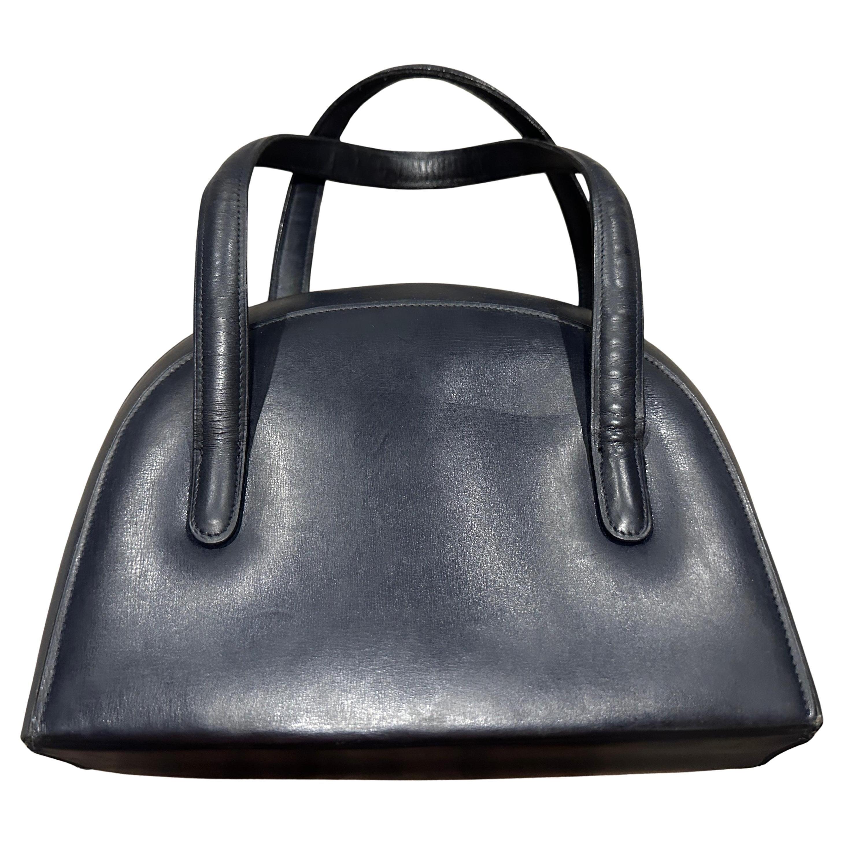 1970er Jahre Ikonische Gucci Oyster Handtasche aus blauem und rotem Leder im Angebot
