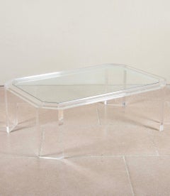 1970s Iconic David Lange Lucite and Glass Coffee Table