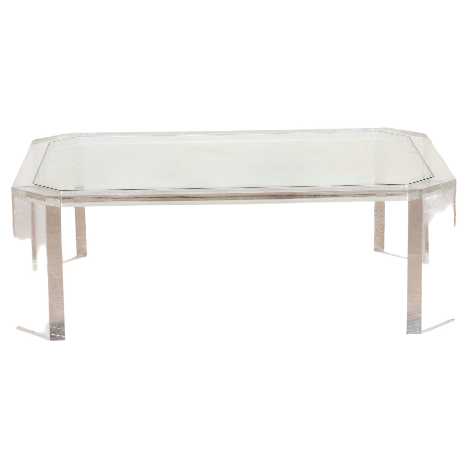 1970s Iconic David Lange Lucite and Glass Coffee Table