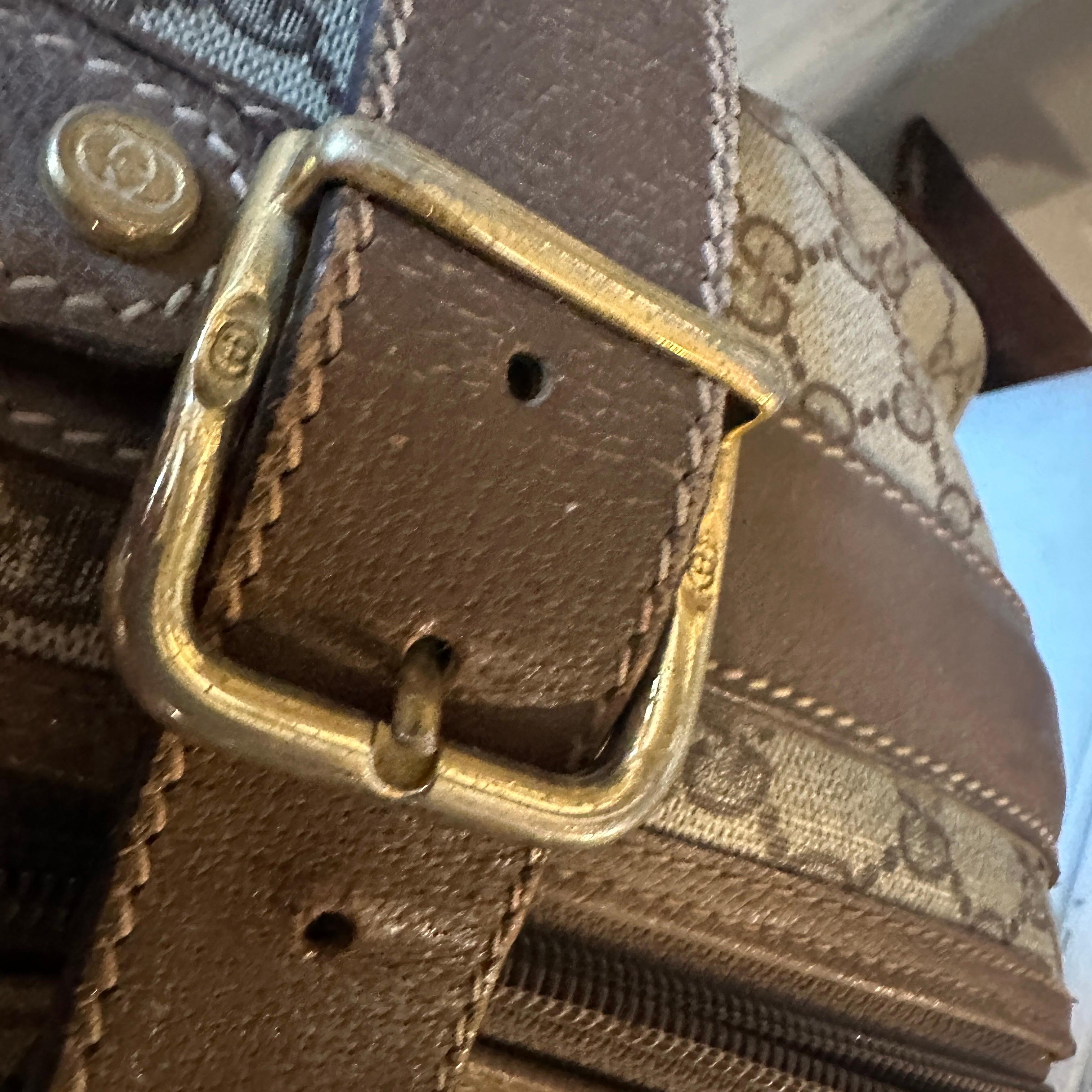 1970s Iconic Gucci GG Monogram Canvas and Web Stripes Suitcase For Sale 7