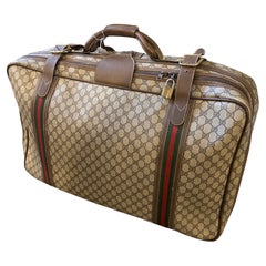 1970s Iconic Gucci GG Monogram Canvas and Web Stripes Suitcase