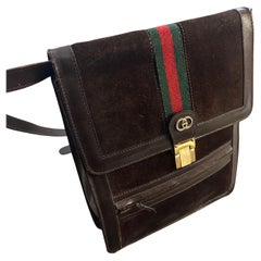 1970S Iconic Gucci Brown Suede and Leather Men's Bag