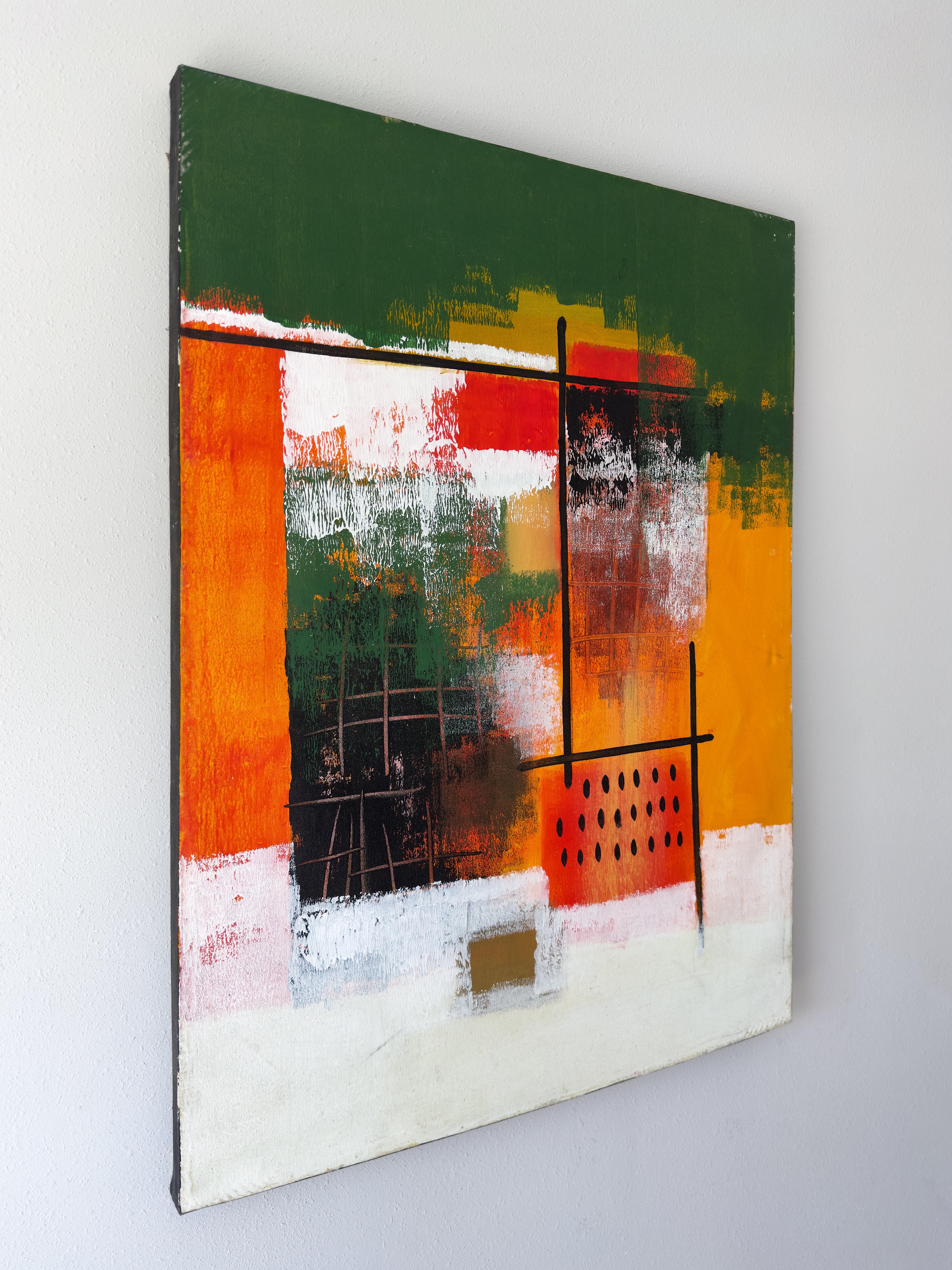 Mid-Century Modern 1970 Icone peinture abstraite du milieu du siècle moderne par l'artiste Unknown
